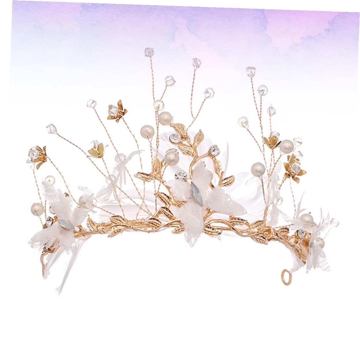 minkissy 2 Piezas nupcial tiara para mujer aro de pelo de la boda tiara nupcial tocado de hadas tiara de hadas tiara de boda bien venda sombrerería novia