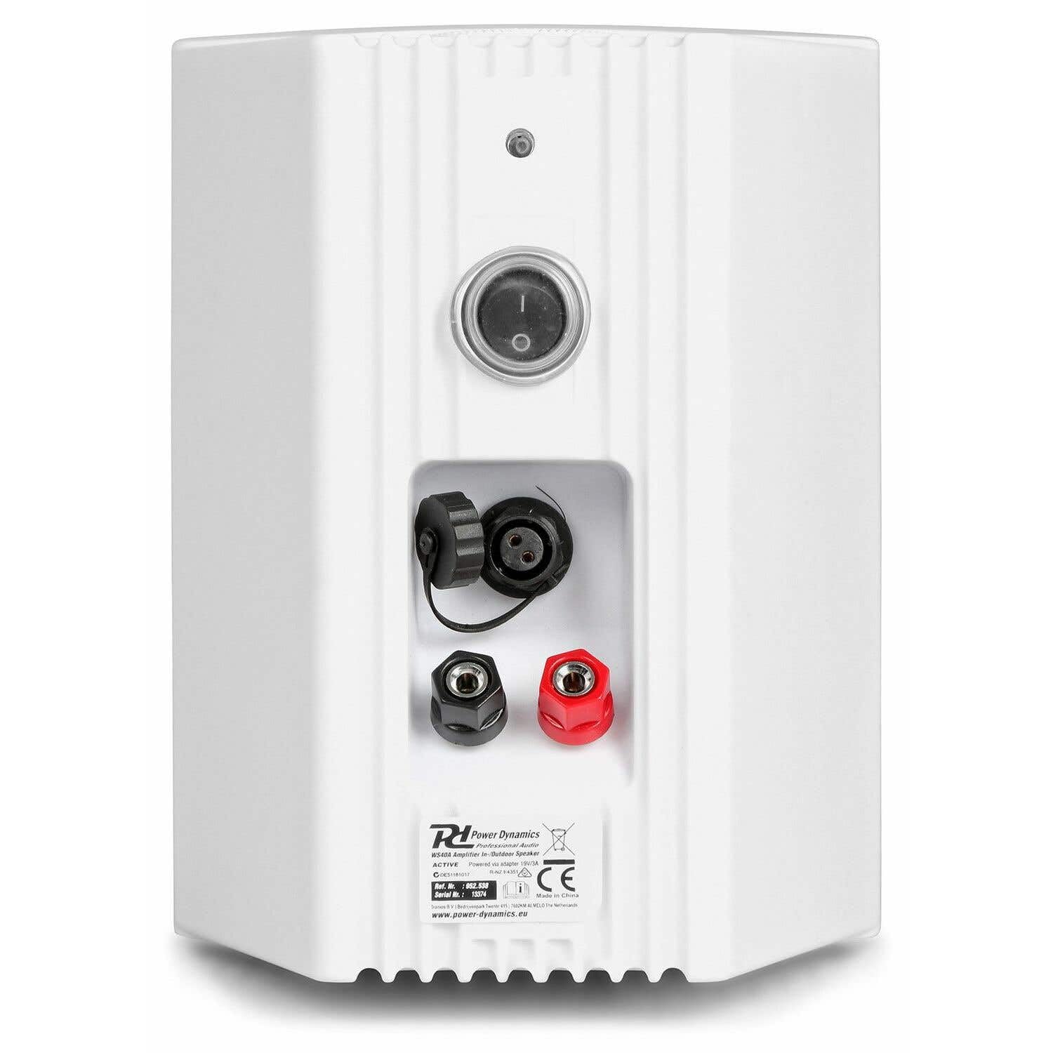 Power Dynamics WS50A Pareja de Altavoces Bluetooth de 2 vías, 240 vatios y 5,25", Color Blanco, con Soporte de Montaje, para Uso en Interiores o Exteriores IP55, Control Remoto Incluido