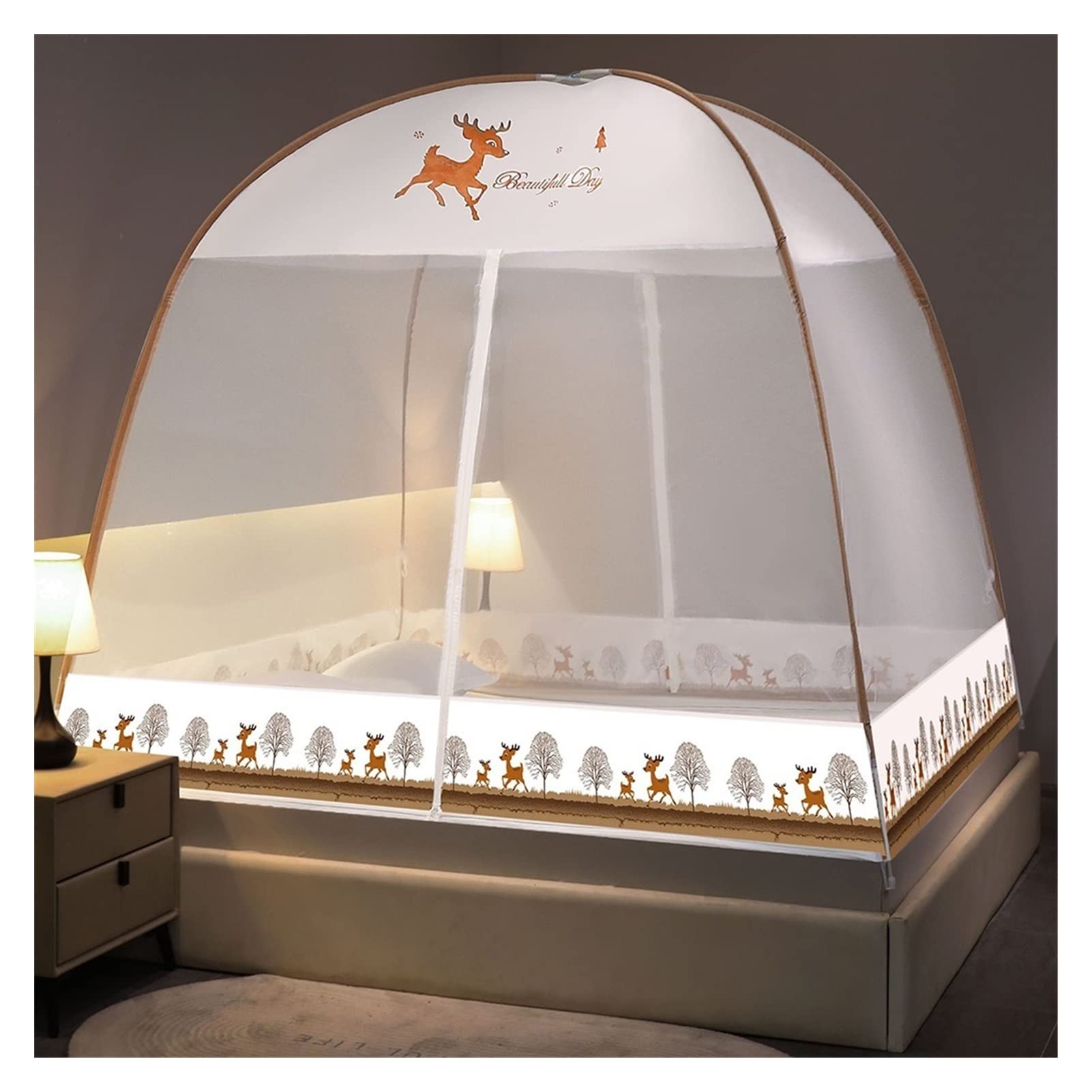 OKUOKA Baldacchino Letto a baldacchino Completamente Chiuso Yurta crittografata Zanzariera Cerniera Zanzariera Letto per Bambini Anti-zanzara (Color : C, Size : 1.8m)