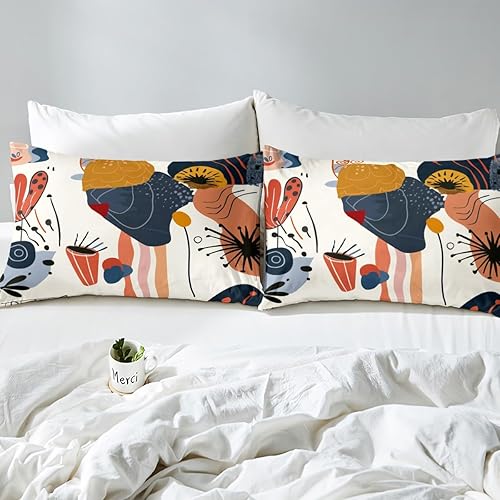 Miniatura 5 de Juego de ropa de cama de acuarela, funda de edredón minimalista de mediados de siglo, funda de edredón minimalista dibujada a mano, juego de cama