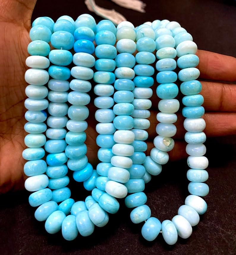 Perles en pierre précieuse opale bleu clair pour la fabrication de bijoux artisanaux