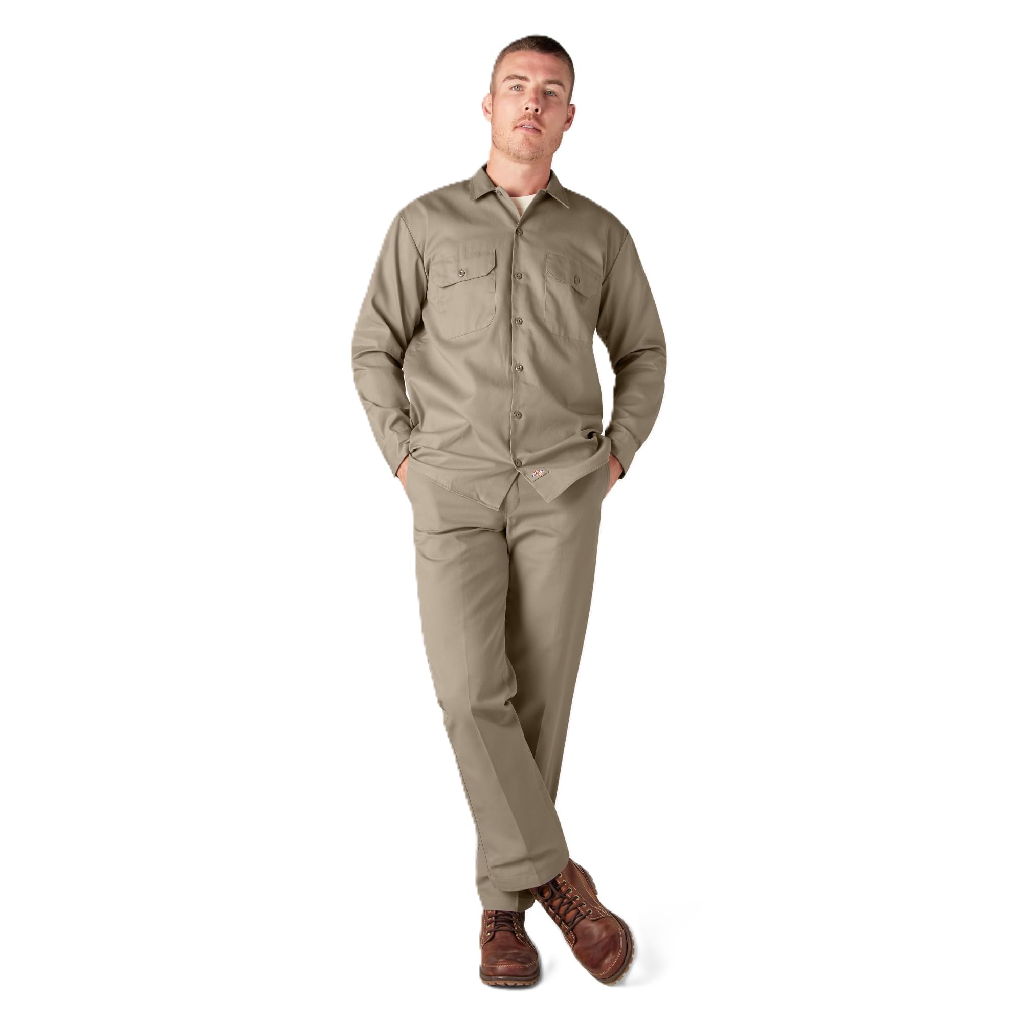 Dickies Men's Long Sleeve Work Shirt, Desert Sand, Large