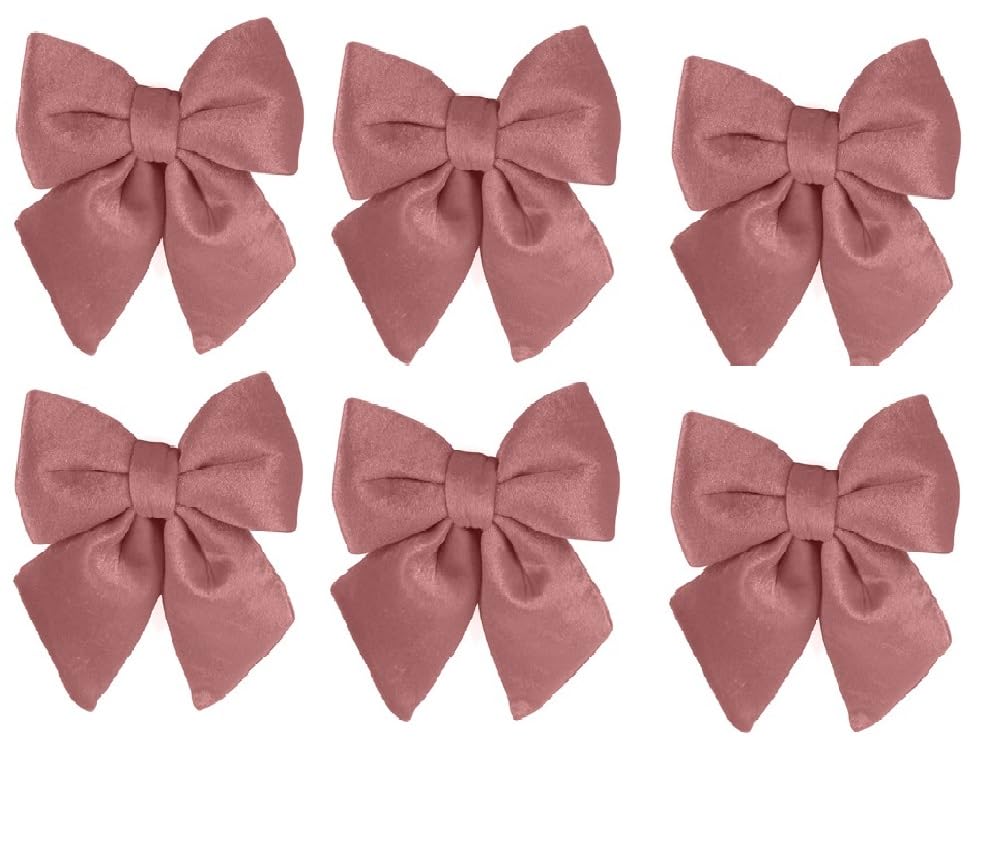 Fiocco in Velluto Rosa cm 19 Set 6 per Decorazioni addobbi Natalizi per Albero di Natale casa Negozio ristoranti Hotel