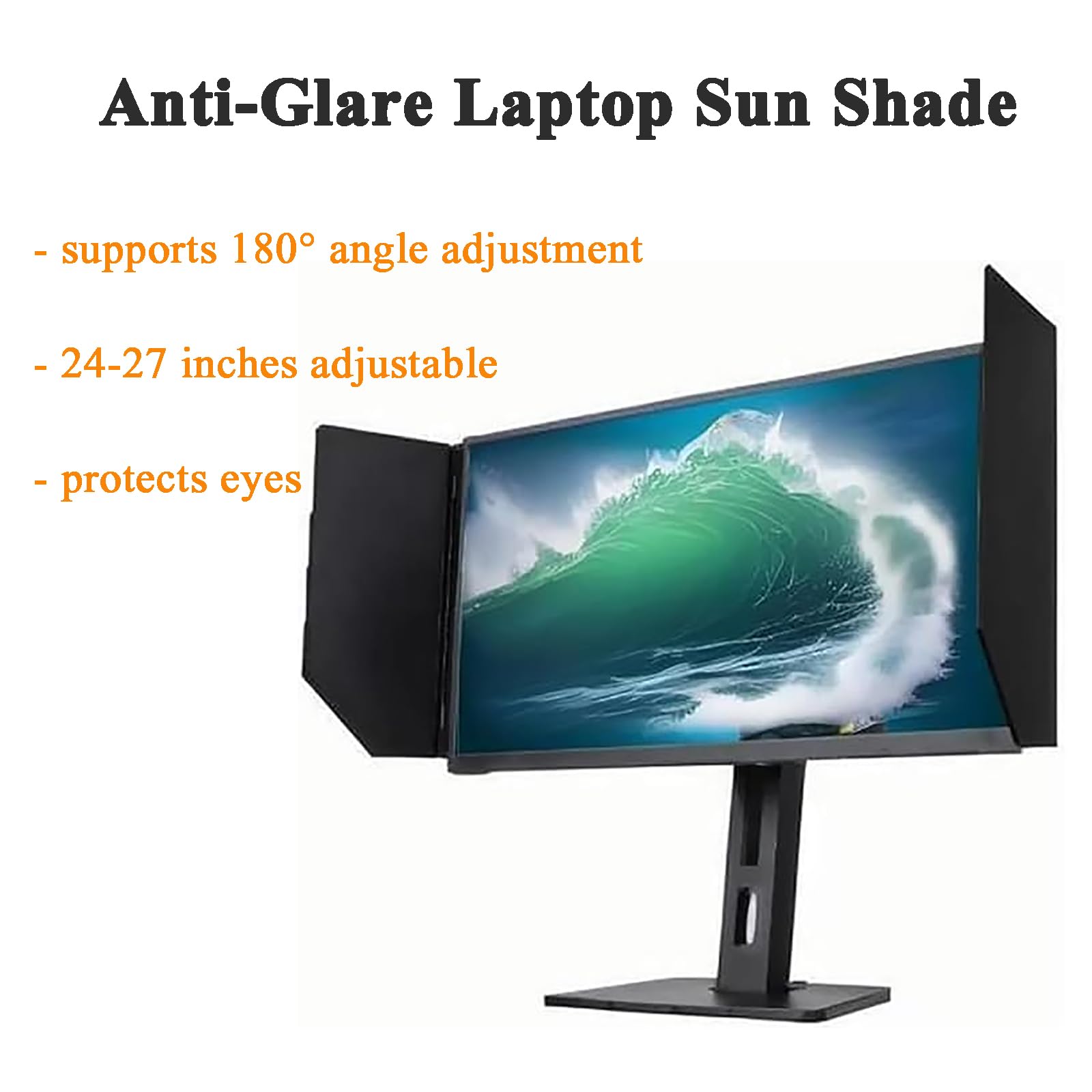 Mostrar El Monitor del Monitor Sunshade, Shade De Sol En La Computadora Portátil Anti-Glare, 24-27 Pulgadas Ajustables, Soporte De Ajuste De Ángulo De 180 °, Protege Los Ojos, La Capacidad
