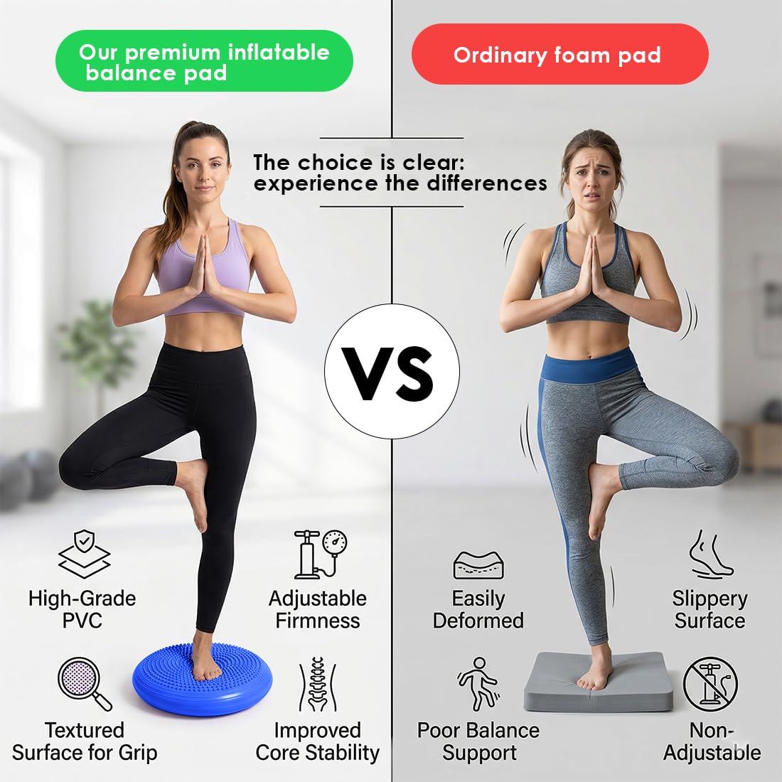 Balance Kissen Mit Pumpe, 34 cm Durchmesser, Ballsitzkissen, Balancekissen, Sitzkissen Orthopädisch, Luftkissen, für Core, Koordination, Fitness Rückentraining Pad