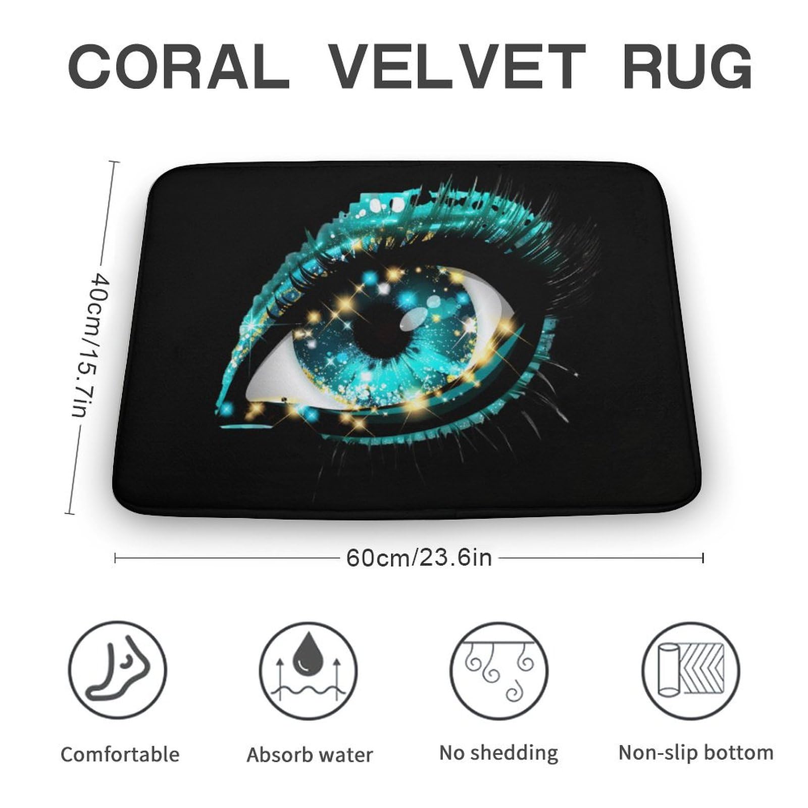Mystical Magical Eye Blue Print_pixian_ai Coral Velvet Rugs Non-Slip Bathroom Rugs Soft Kitchen Rug Floor Carpet for Home Decor 15.7