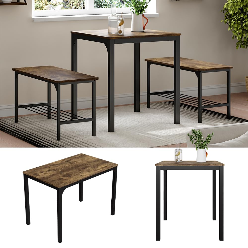 Vicco Table de Salle à Manger Fyrk, Noir/chêne Rustique, 70x70cm, Convient pour Salle à Manger, Cuisine ou espaces extérieurs Couverts