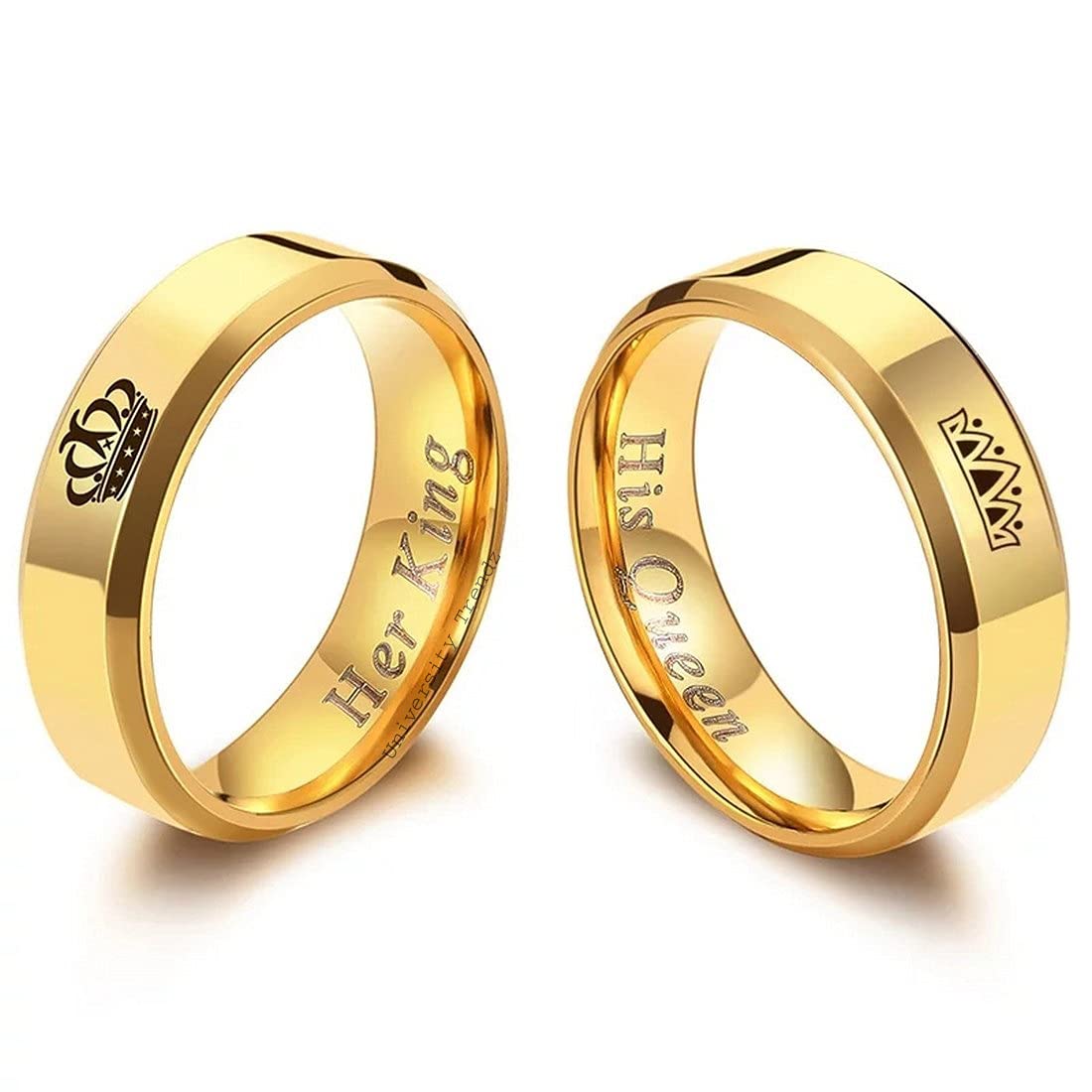University Trendz Mens and Womens 2Pcs Her King His Queen Stainless Steel Gold Rings for Couples (Please Select Men & Women Pair Size) (B09BB96Z49) Amazon Price History, Amazon Price Tracker