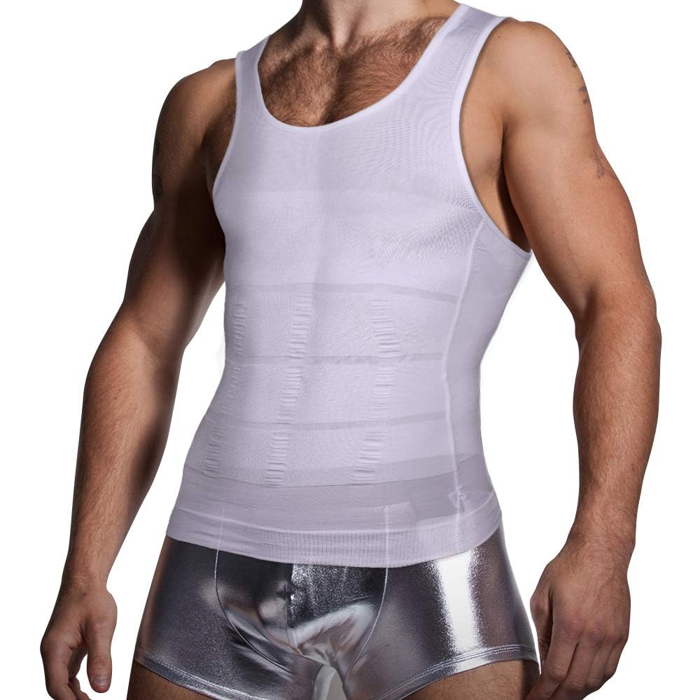 abs abdomen compression slimming tummy tucker vest, underwear shapewear slim body shaper for men - white (3xl)