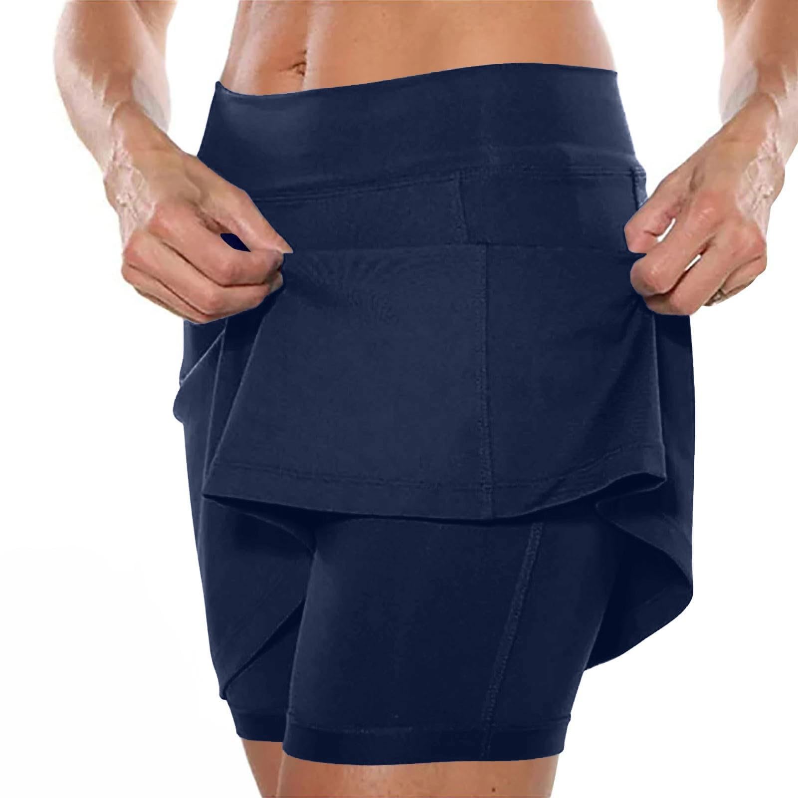 Jupe Short Yoga Femme Tennis Golf Sport Chic Et Elegant Jupe Taille Haute Elastique Mini Courte Jupe avec Pantalon en Dessous pour Printemps Et Été