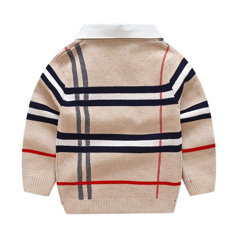 Preppy Boys Pullover Sweater with Collar - Navy Blue - 4 Years2