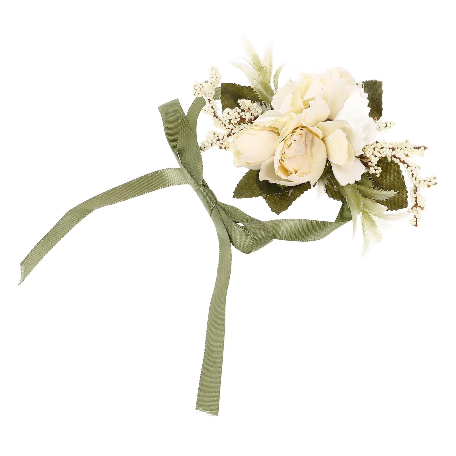 2pc Realistic Faux Flower Wrist Corsage Bride Bridesmaid Wedding Decor Hand Floral Wristlet Accessory