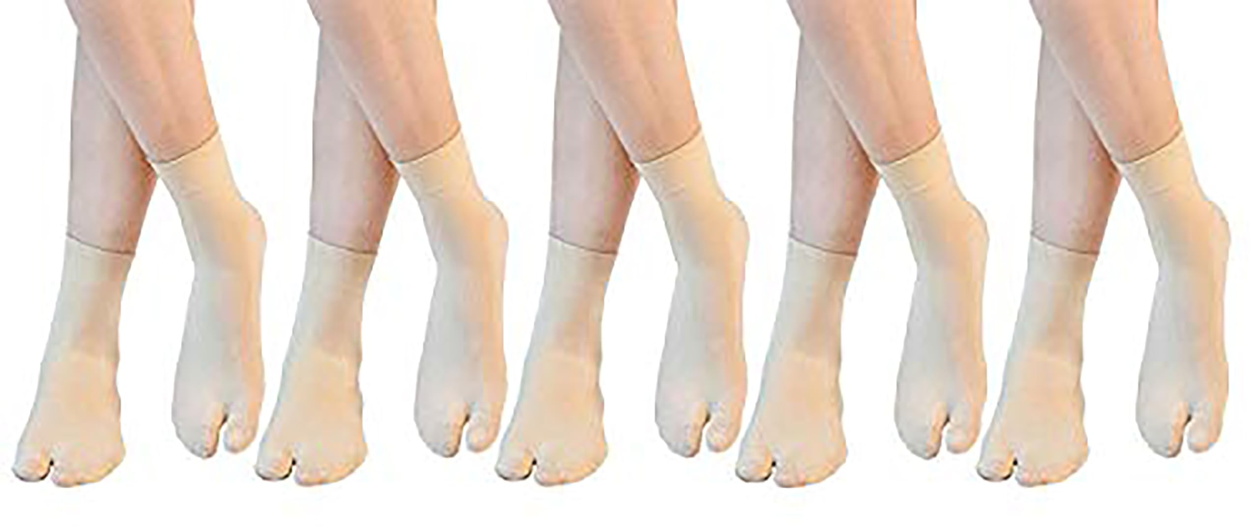 Women & Girl's Ultra-Thin Transparent Nylon Ankle Length Socks With Thumb (5 Pair) (Beige)-image-49