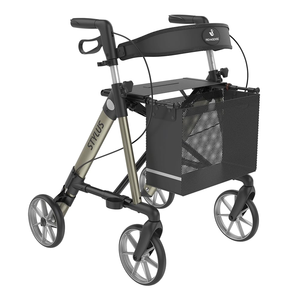 Rehasense Stylus Leichtgewicht Rollator (Champagner, Gr.M (SH 53cm))