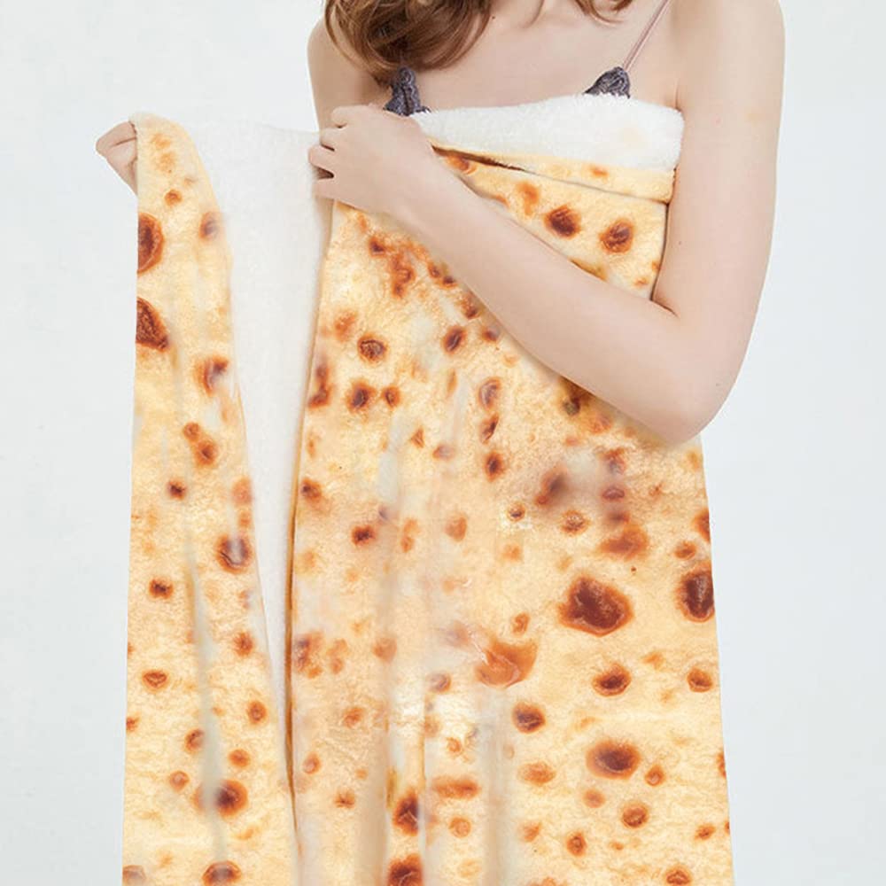 Coperta Pile Rotonda 120 Cm A Forma Di Tortilla Di Mais – Divertente Plaid Burrito – 3D - 3