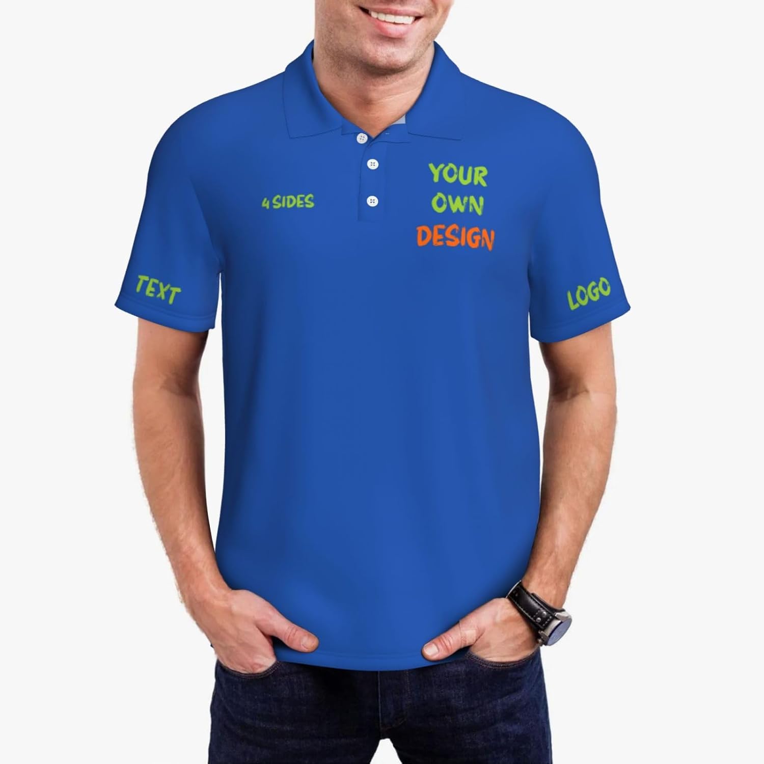 Custom Golf Shirts for Men with Logo Text Personalized Custom Mens Polo Shirts Short Sleeve - Image 4