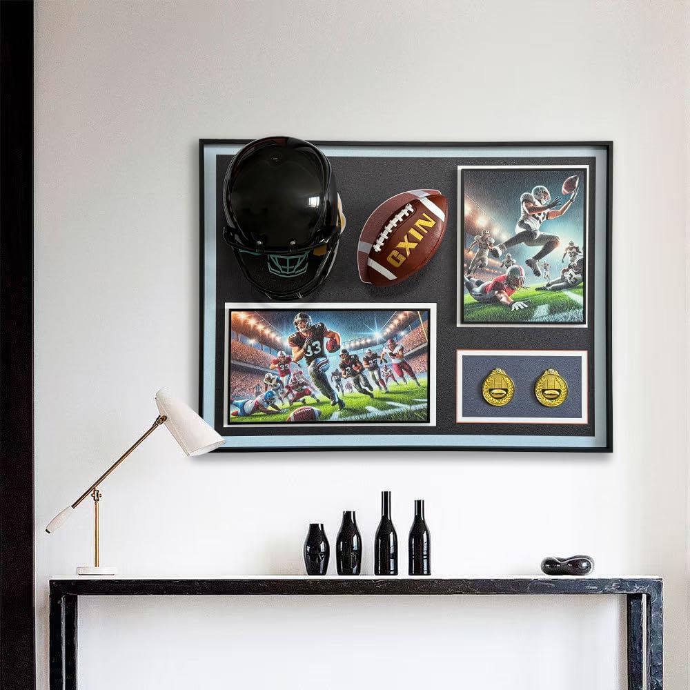 SLDLWF 3D Mural, Wall sticker murals American Wall Decor, 31.5 x23.6 inches, Comes with Real Football, Home Decor for Football Lover,Helmet not included