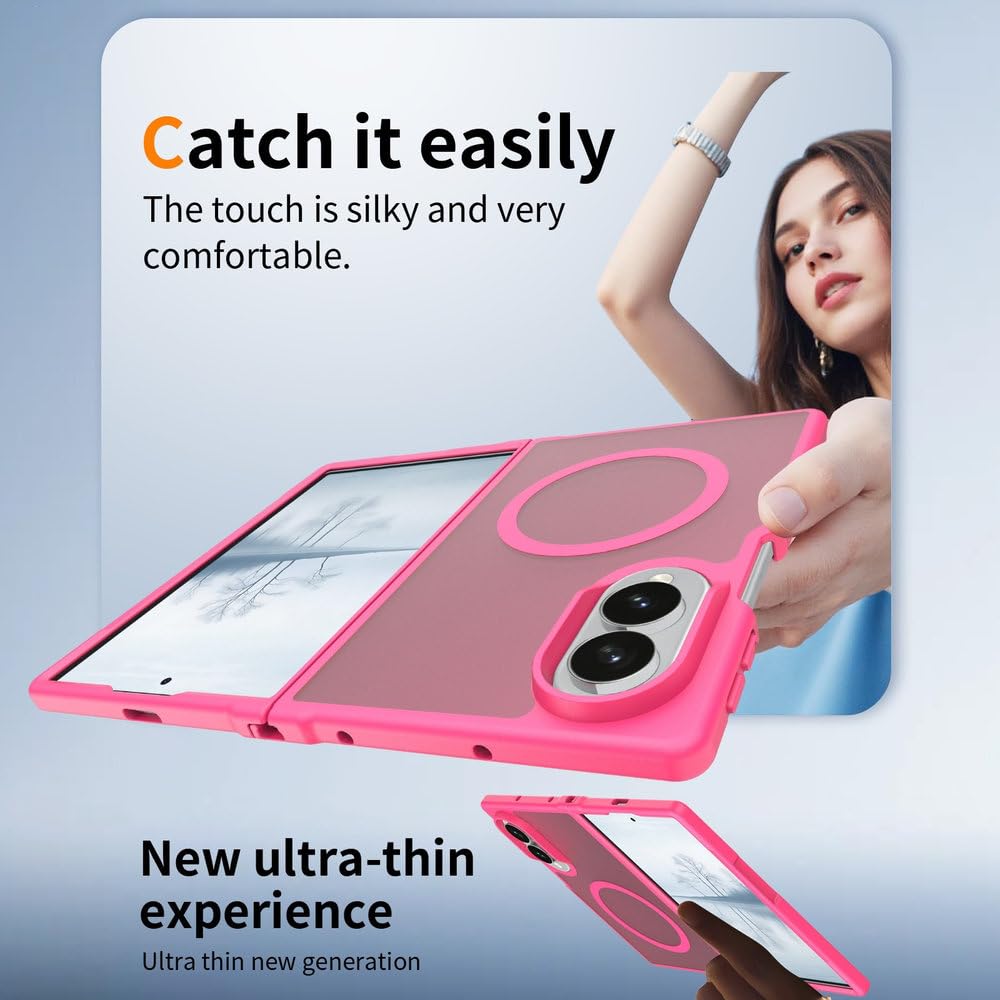 Custodia per telefono PC opaca con ricarica magnetica per Samsung Galaxy Z Fold 8 Ultra Z Flip 8 7 6, cover pieghevole antiurto con sensazione al tatto, blu reale, per Samsung Galaxy Z Flip 7