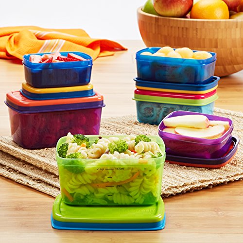 Fit & Fresh Conjunto de almoço saudável infantil, conjunto de recipientes reutilizáveis de 14 peças