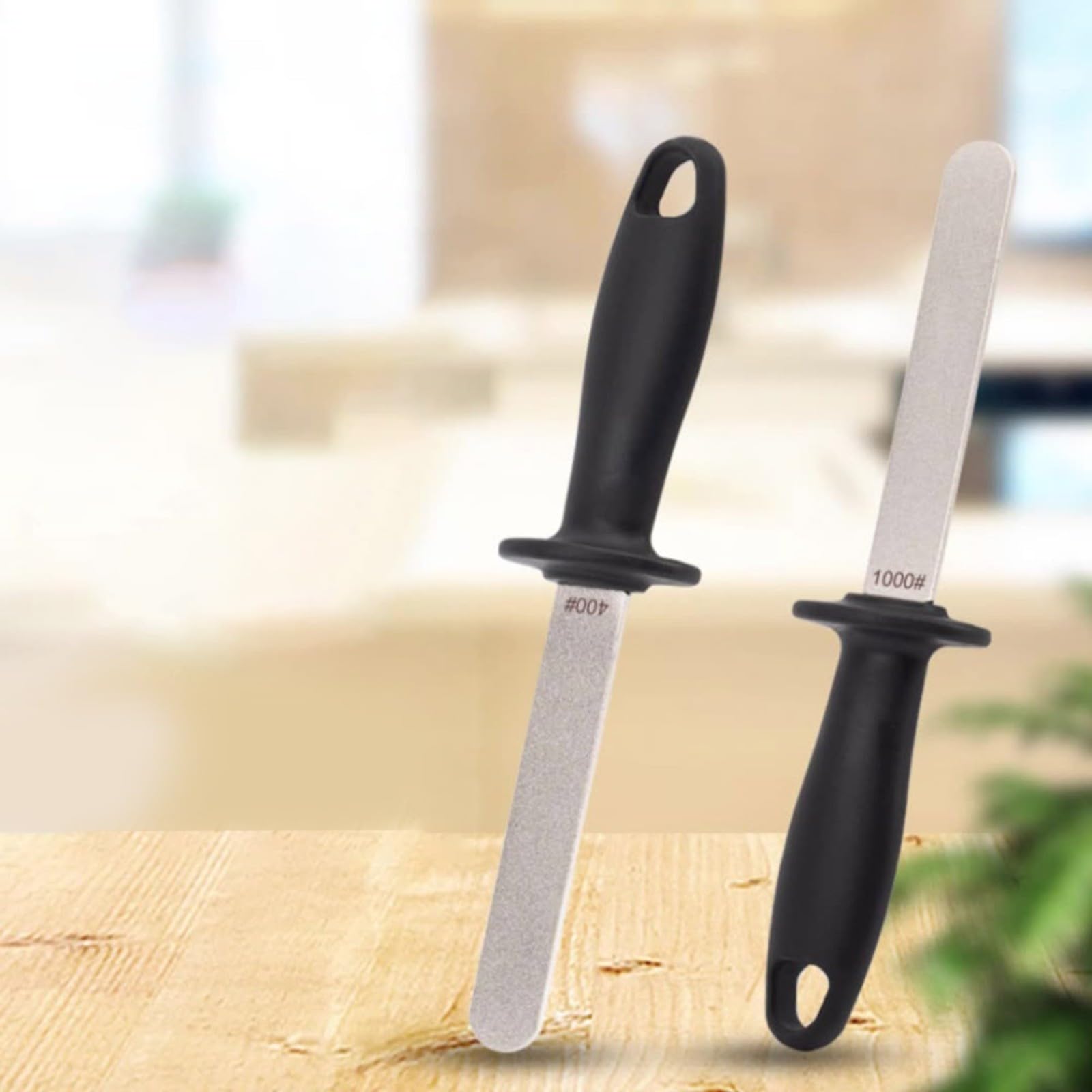 Pietra per affilare, 2 pezzi, strumento portatile a doppia faccia per affilare lime in pietra affilatrice grana 400/1000 strumento manuale con manico ergonomico