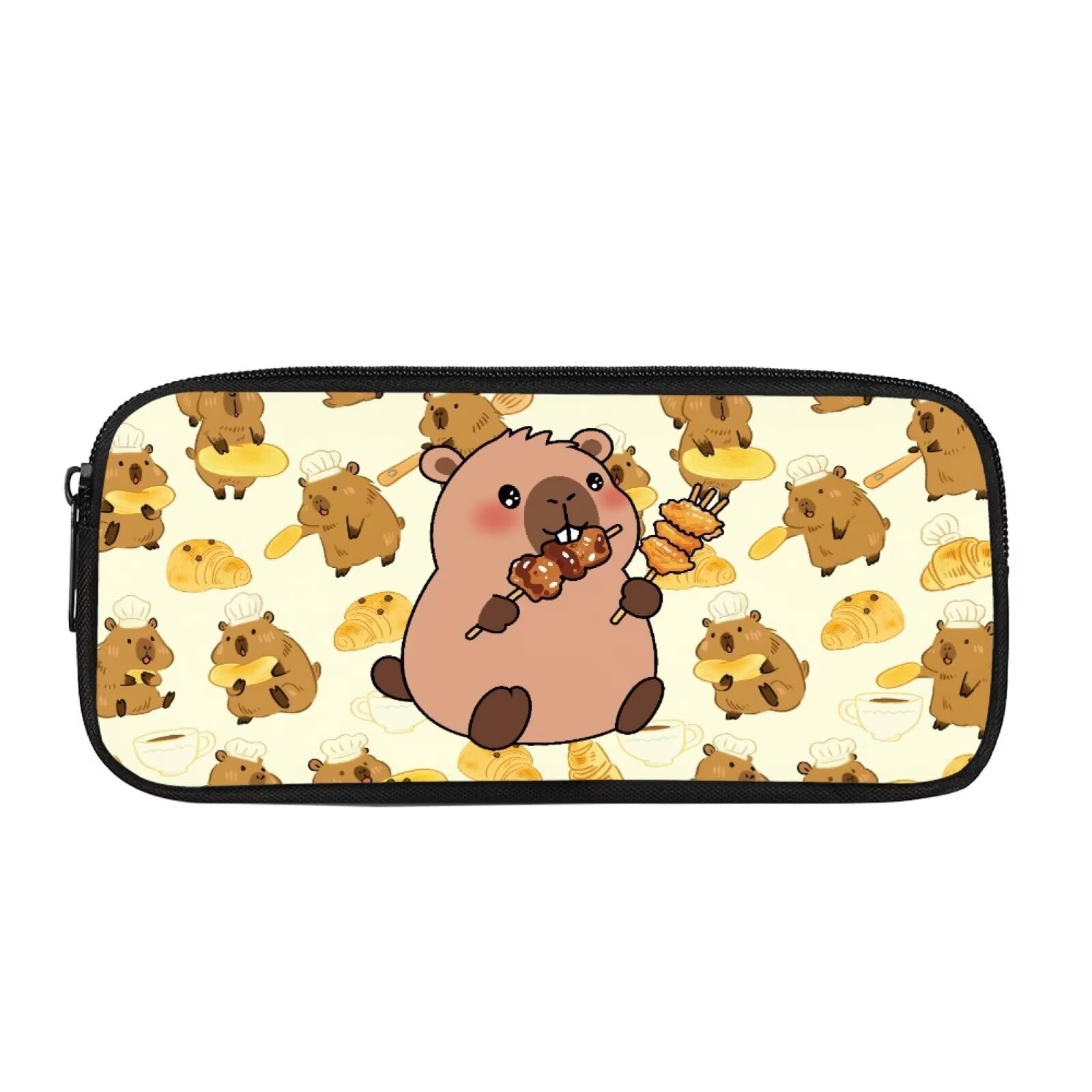 Coloranimal Barbecue Capybara Panda Pencil Box for Girls Kids Pencil Pouch with Zipper for 3Th/4Th Grade Lightweight Pencil Bag Organizer School Supplies for Teens