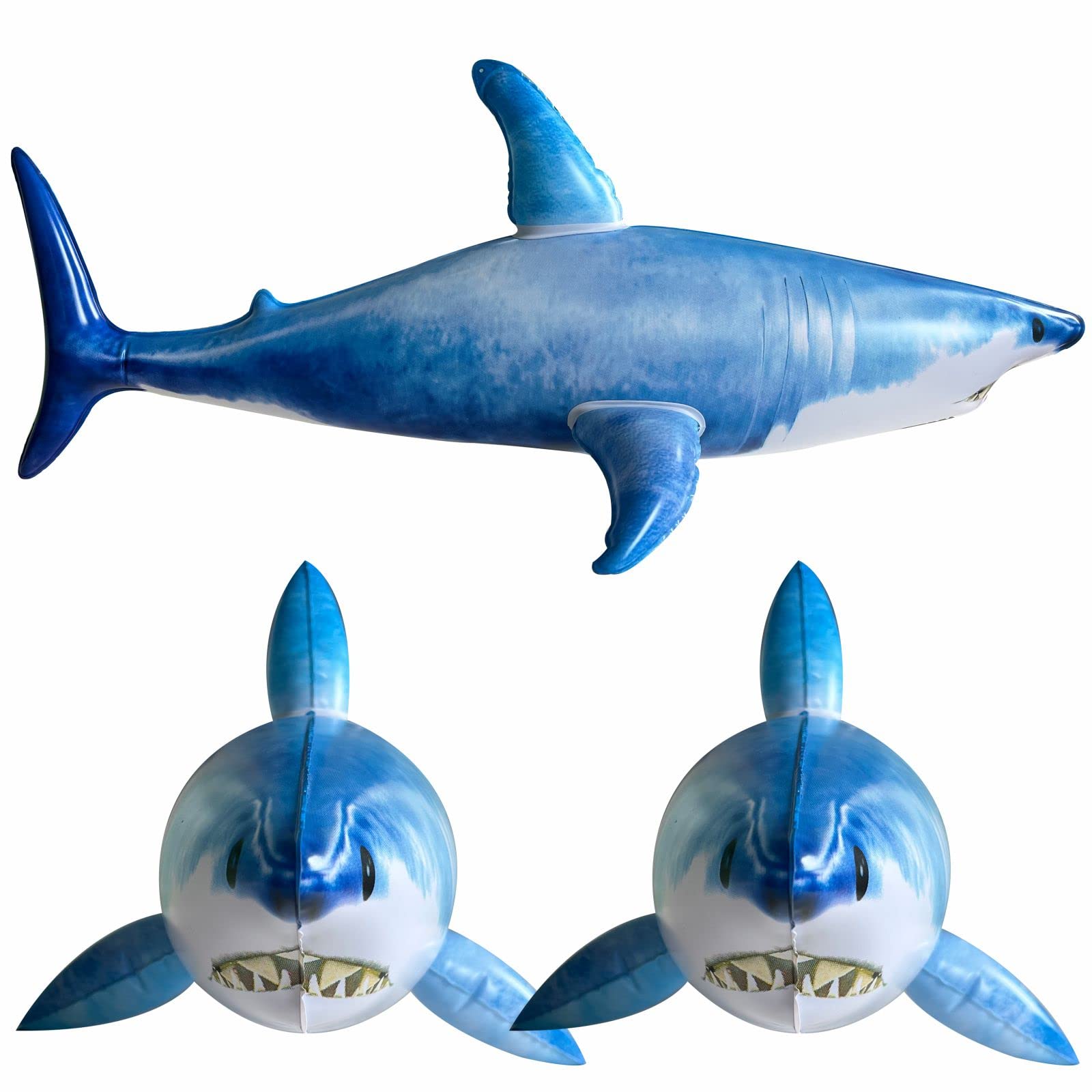 3PCS Inflatble Shark Pool Toys, 23Inch Shark Party Decorations for Birthday Pool Christmas, Party Favors Supplies Gift for Kids Adults