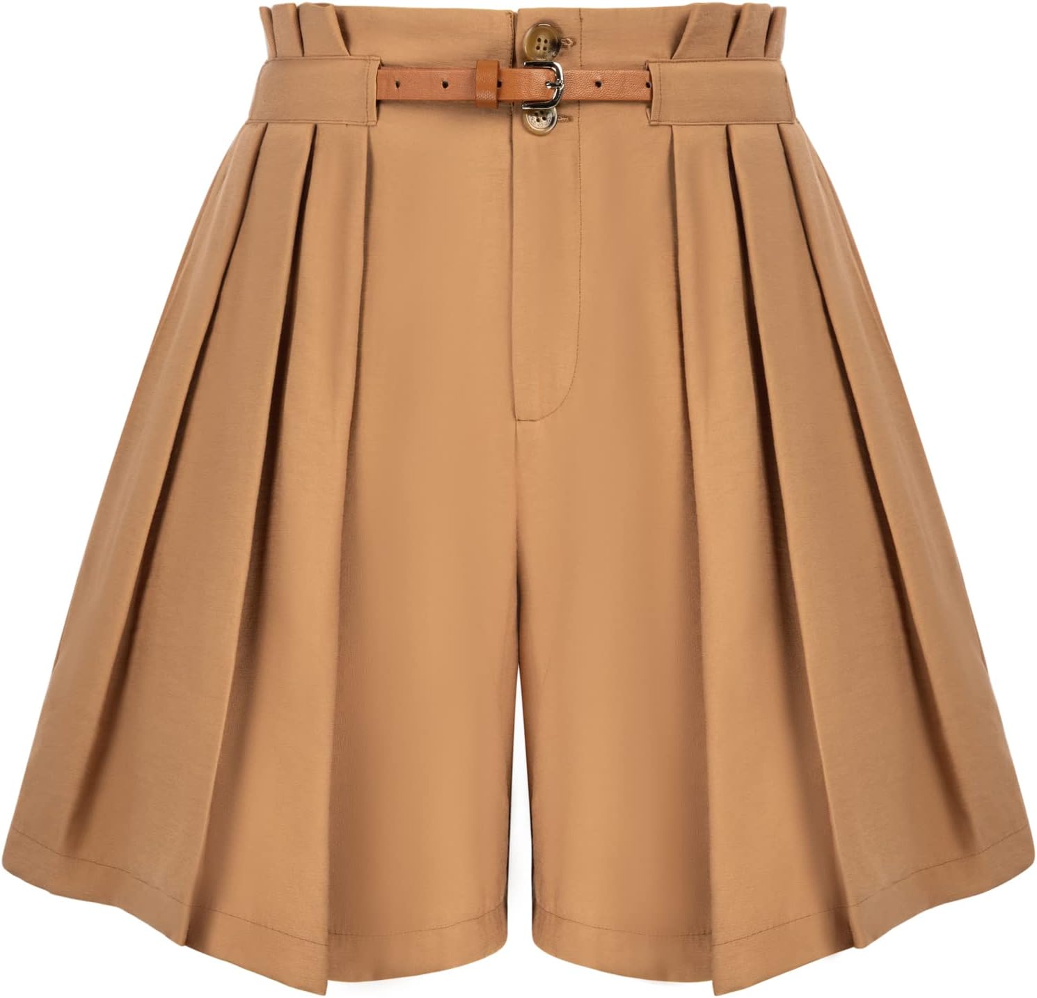 Belle PoqueWomen High Waisted Wide Leg Shorts Summer Beach Shorts with Pockets & Belts