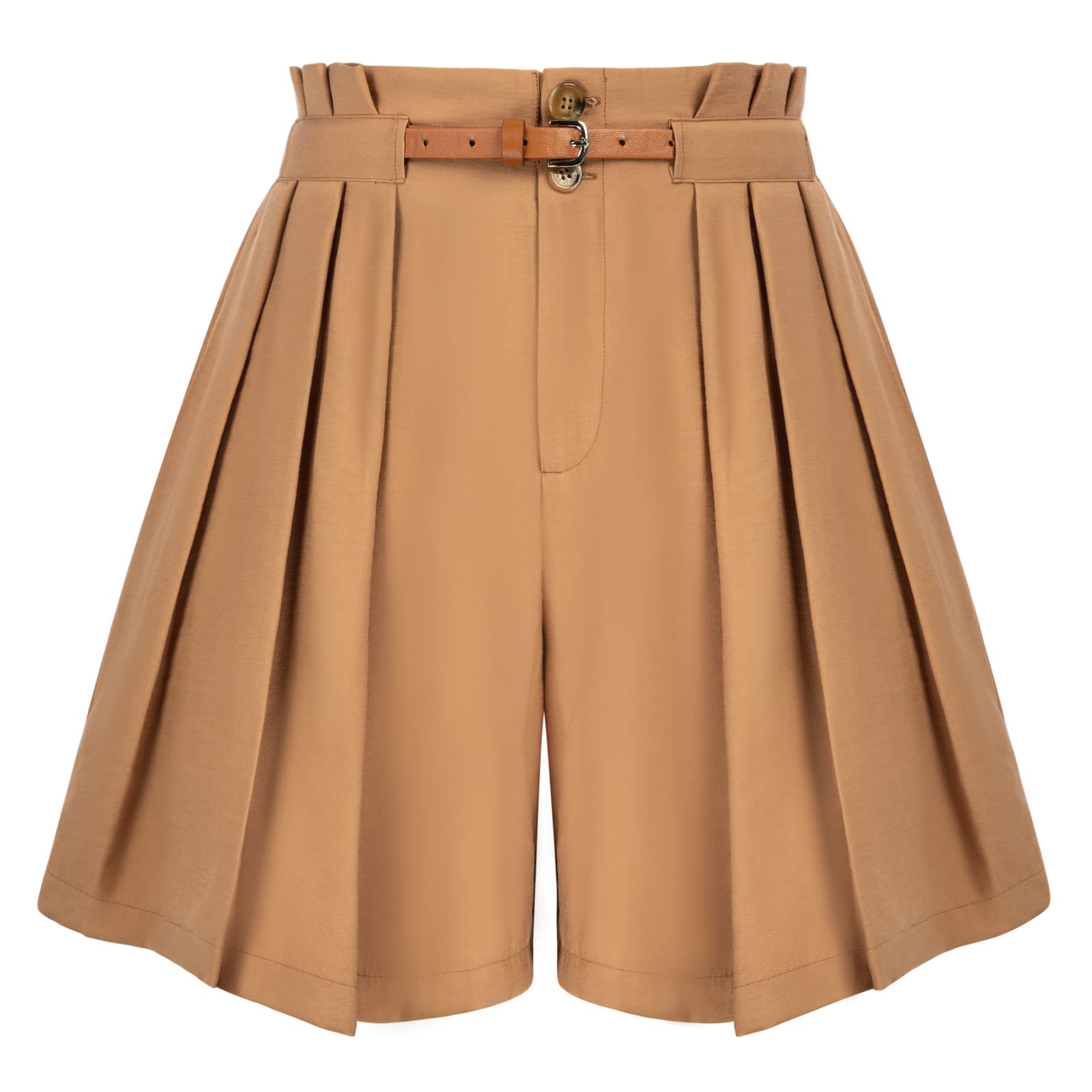 Belle PoqueWomen High Waisted Wide Leg Shorts Summer Beach Shorts with Pockets & Belts