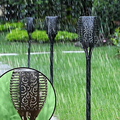 Globex Plastic Solar Lights for Home Waterproof Flickering Flames Torches Outdoor Landscape Lights for Decoration for Garden (12 Led, Pack of1)