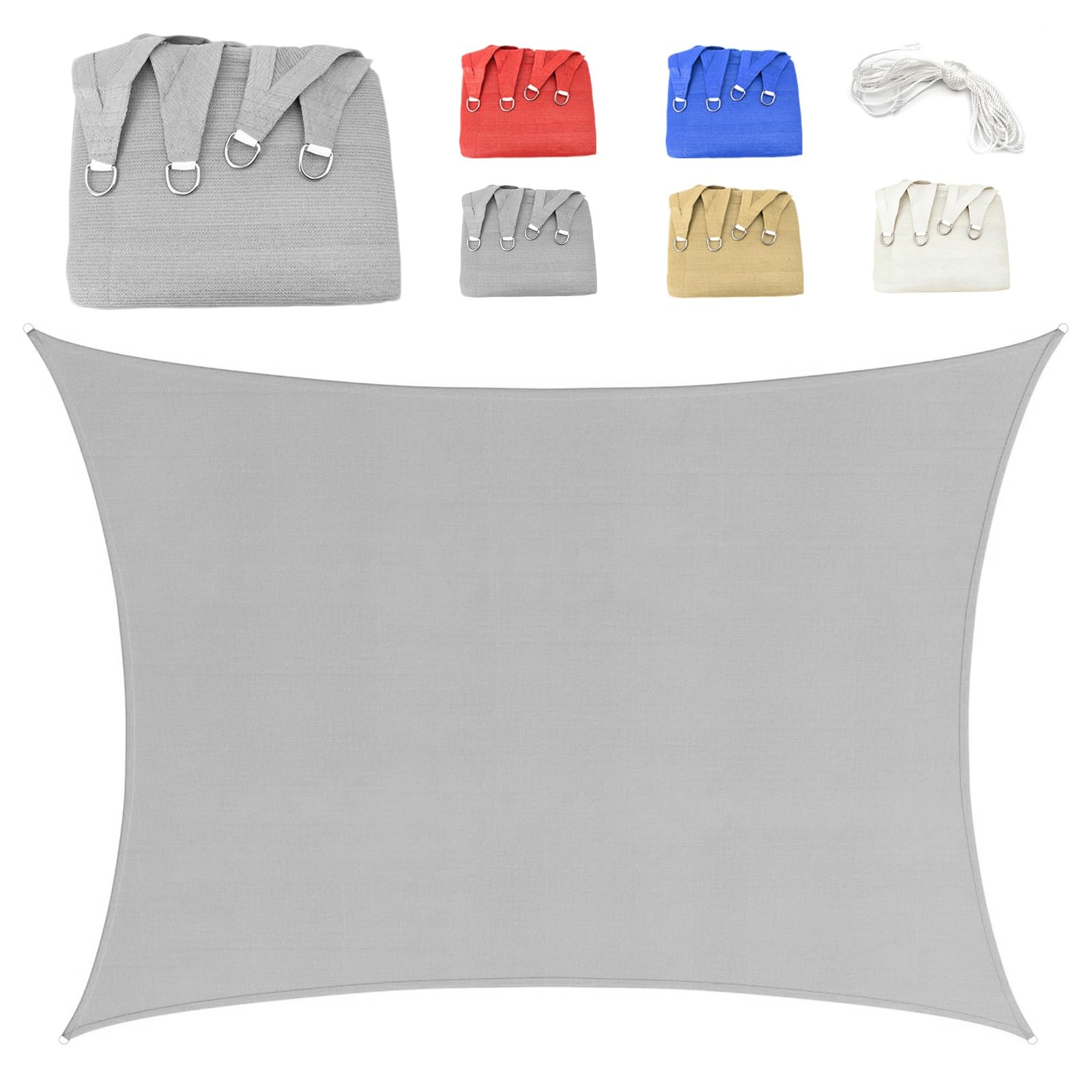 Voile d'ombrage Rectangulaire 3.5x3.5m Respirant 185gsm Toile Ombrage HDPE Protection UV 95% pour Patio Jardin Terrasse Extérieur Balcon avec Corde, Gris
