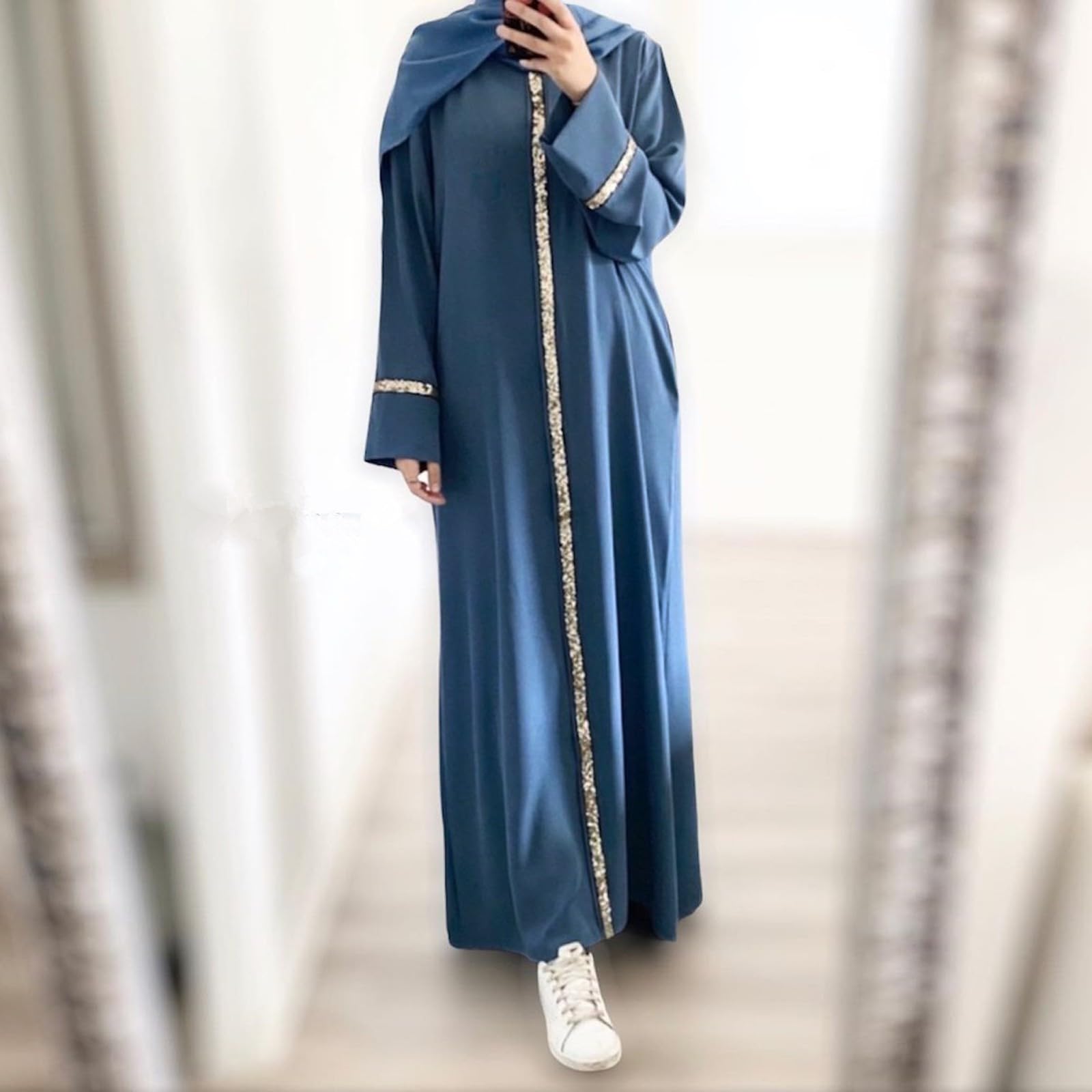 Générique Abaya - Caftan Longue Femme Manches Chauve-Souris Robe Ete Abaya Maxi Ample Djellaba Tenue De Priere Broderie Florale Tunique Caftan Robes Marocaine Islamique Turque