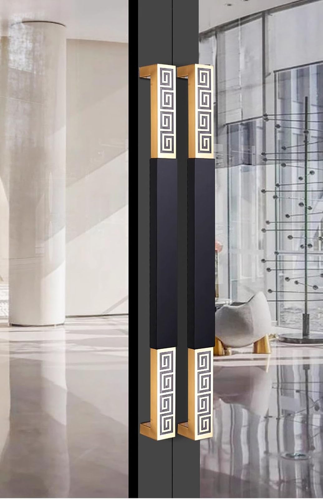 Set di Maniglie scorrevoli in Acciaio Inox con tiranti, Kit di Facile Installazione per Porte Moderne di casa e Ufficio. Ferramenta Resistente ed Elegante.