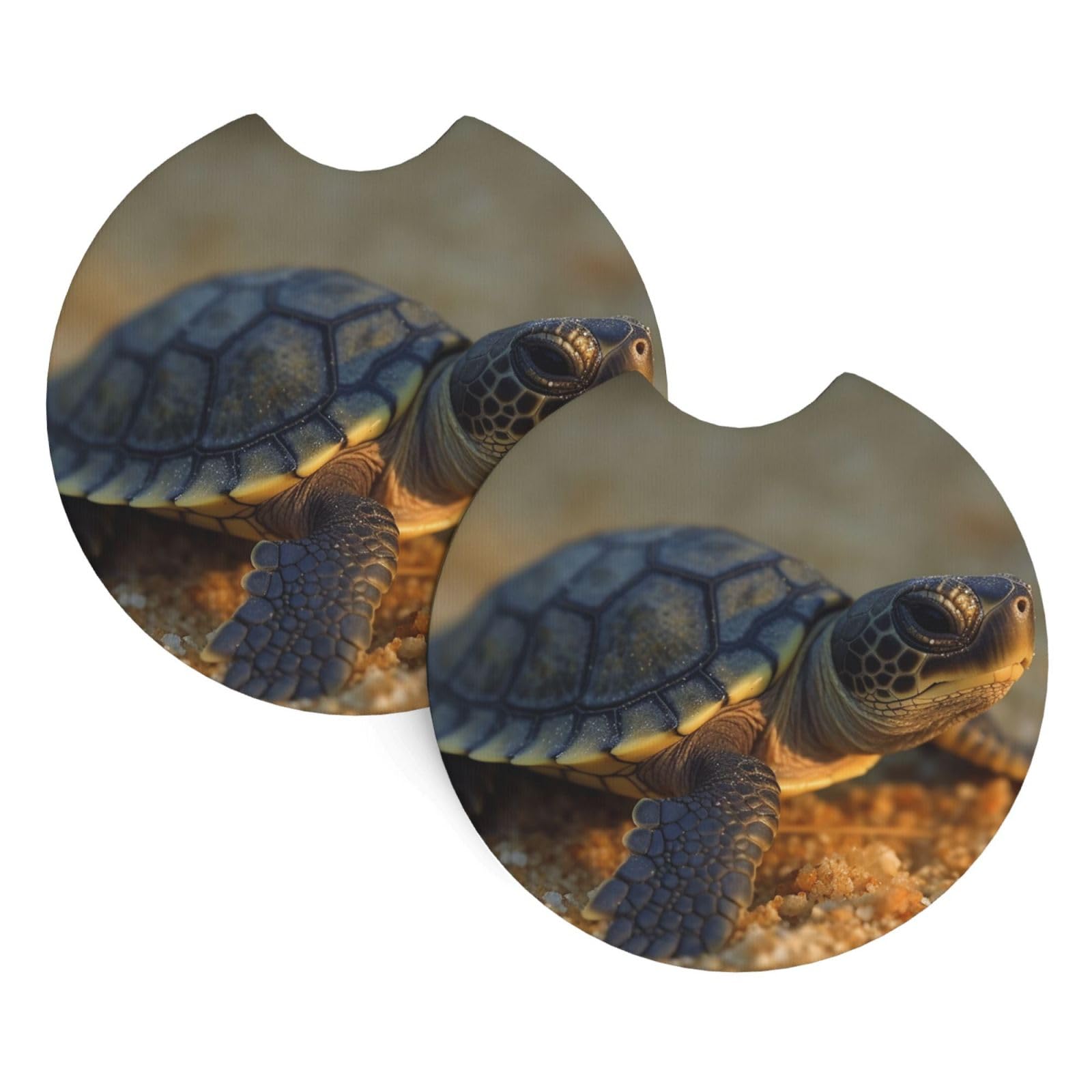 2PCS Car Coaster for Cup Holders Universal Auto Cup Mat Baby Turtle Cup Coaster Pad 2.7" Waterproof Neoprene Non-Slip Cup Holder Coasters Car Interior Accessories for Women Men