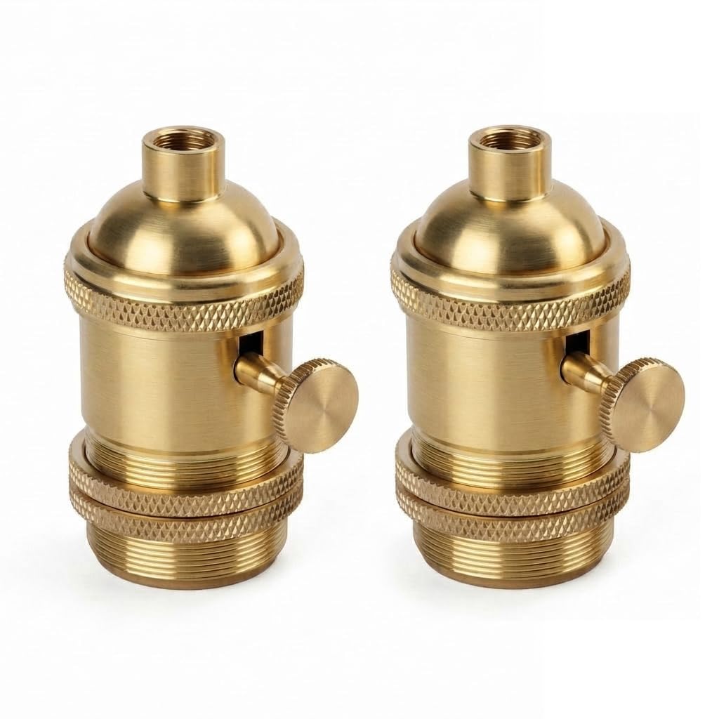 Vintage Brass Light Socket - Retro Edison Pendant Lamp Holder -7