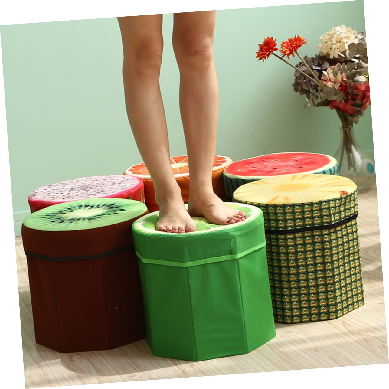 Genérico EscabelTaburete otomano Circular Plegable otomano Taburete Plegable para Lavabo Taburete otomano Redondo Taburete otomano de Frutas Taburete de Frutas