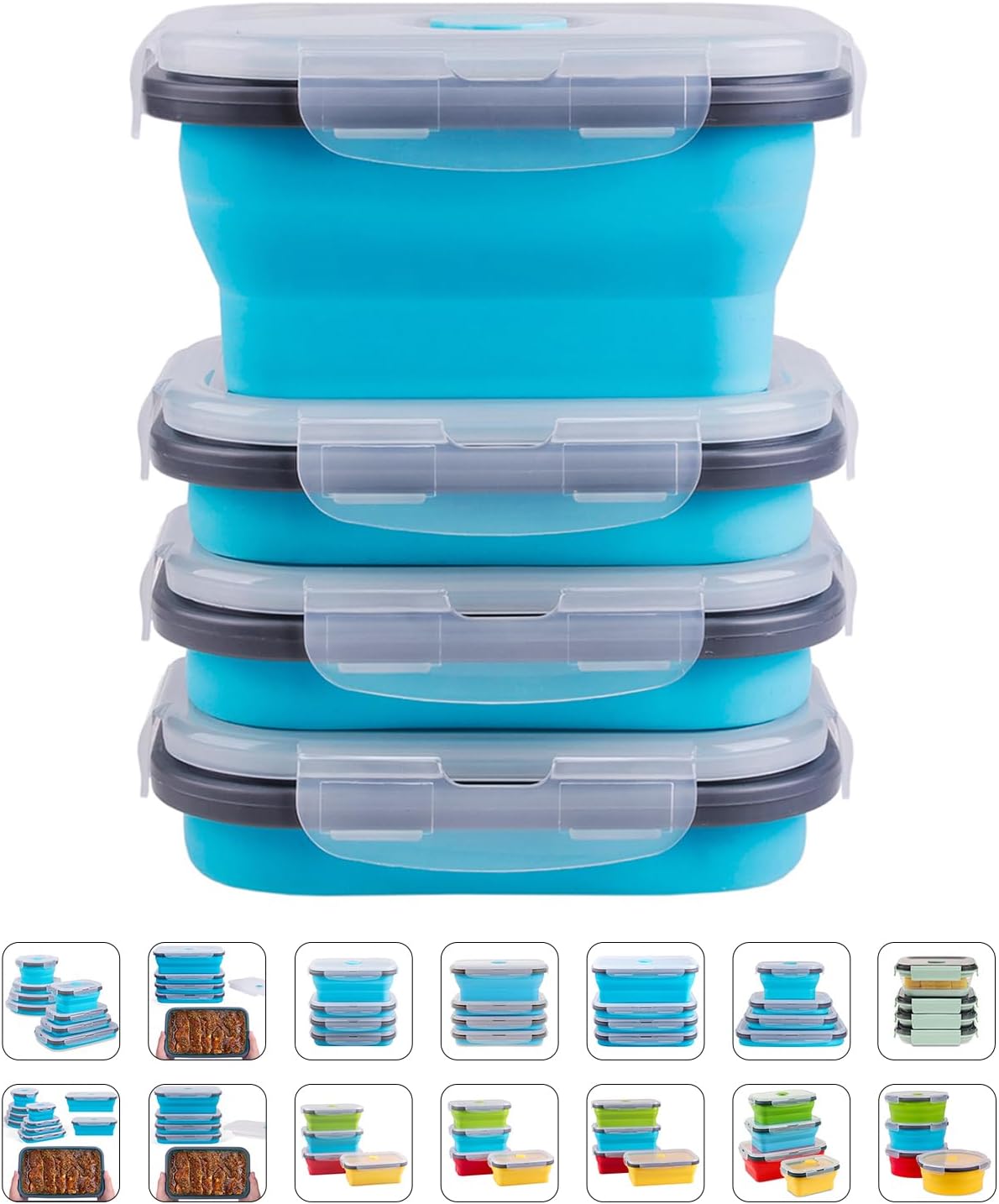 10 boîtes hermétiques à clip - Plastique - Bleu, rose ou vert France