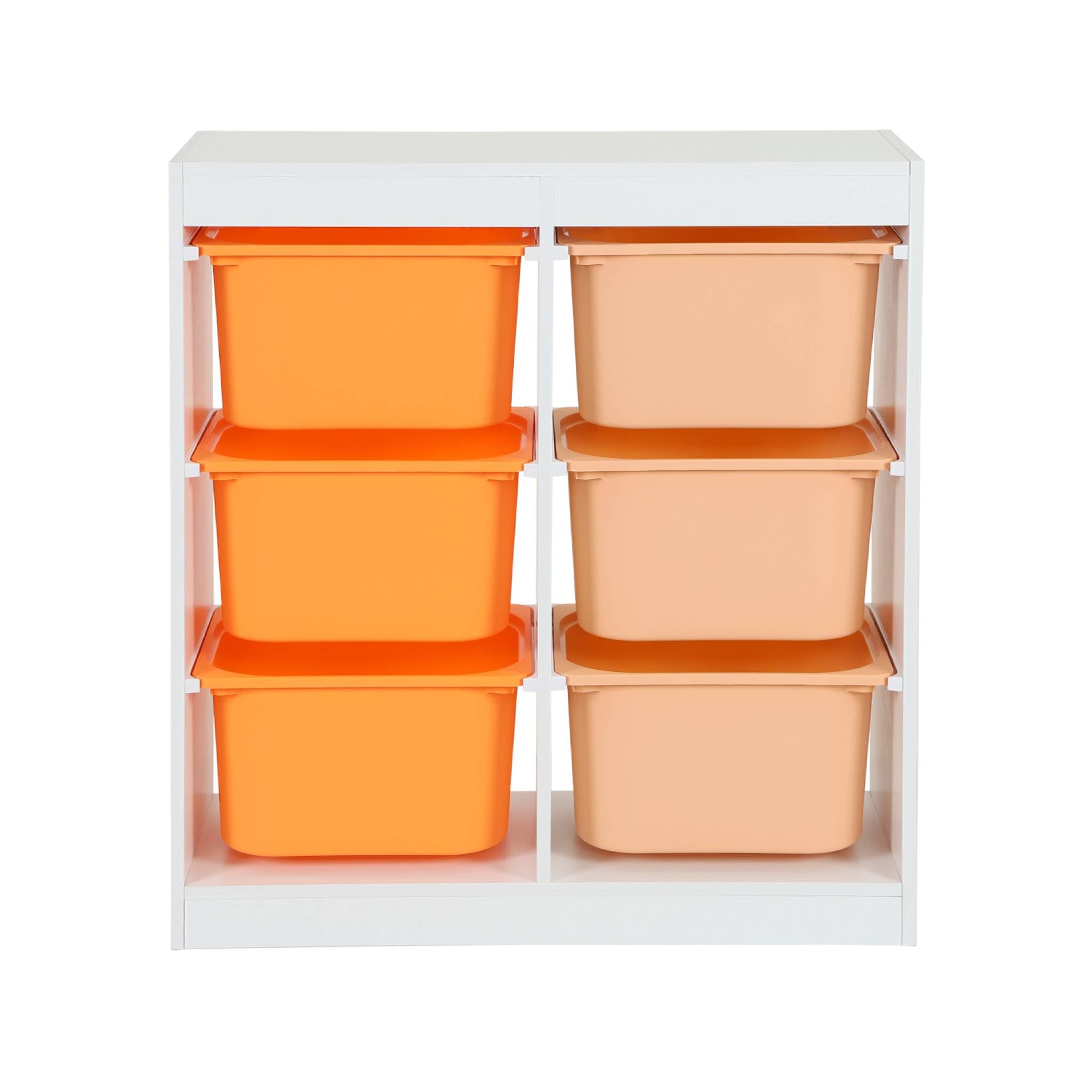 sweeek - Meuble de Rangement Enfant 6 bacs de Rangement en Plastique Orange pêche - Sora