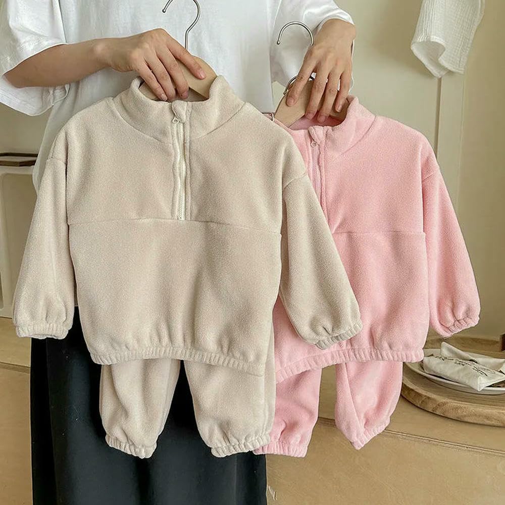 GLDFW Autunno Ragazze 2PCS Abbigliamento Set Pile Stand Collar Pullover Abiti Allentati Sport Pantaloni Tuta Bambini Ragazza Outfits
