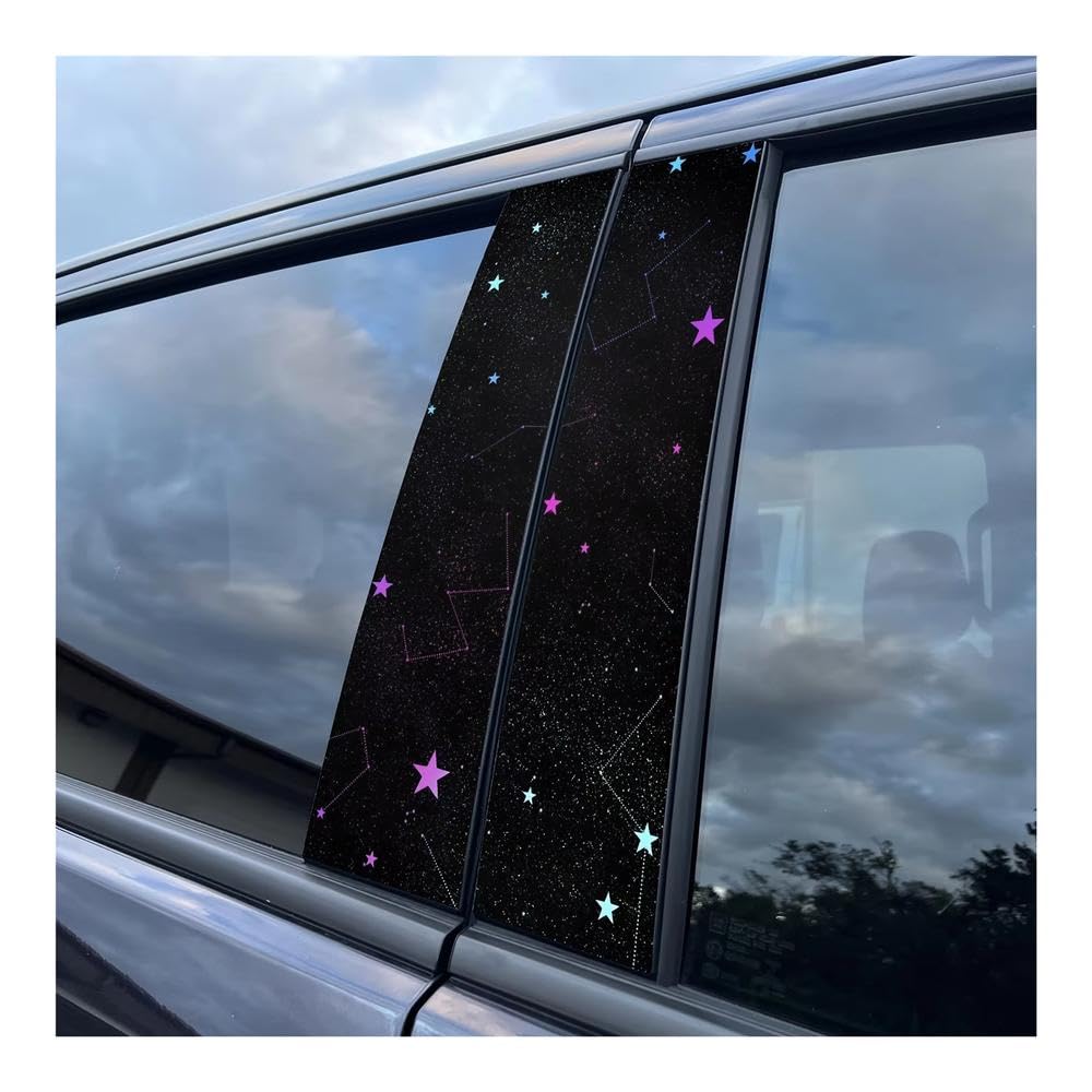 Bertdcx One Color Two Night Sky Vehicle Stickers Set Self Adhesive B Pillar Decal Auto Parts