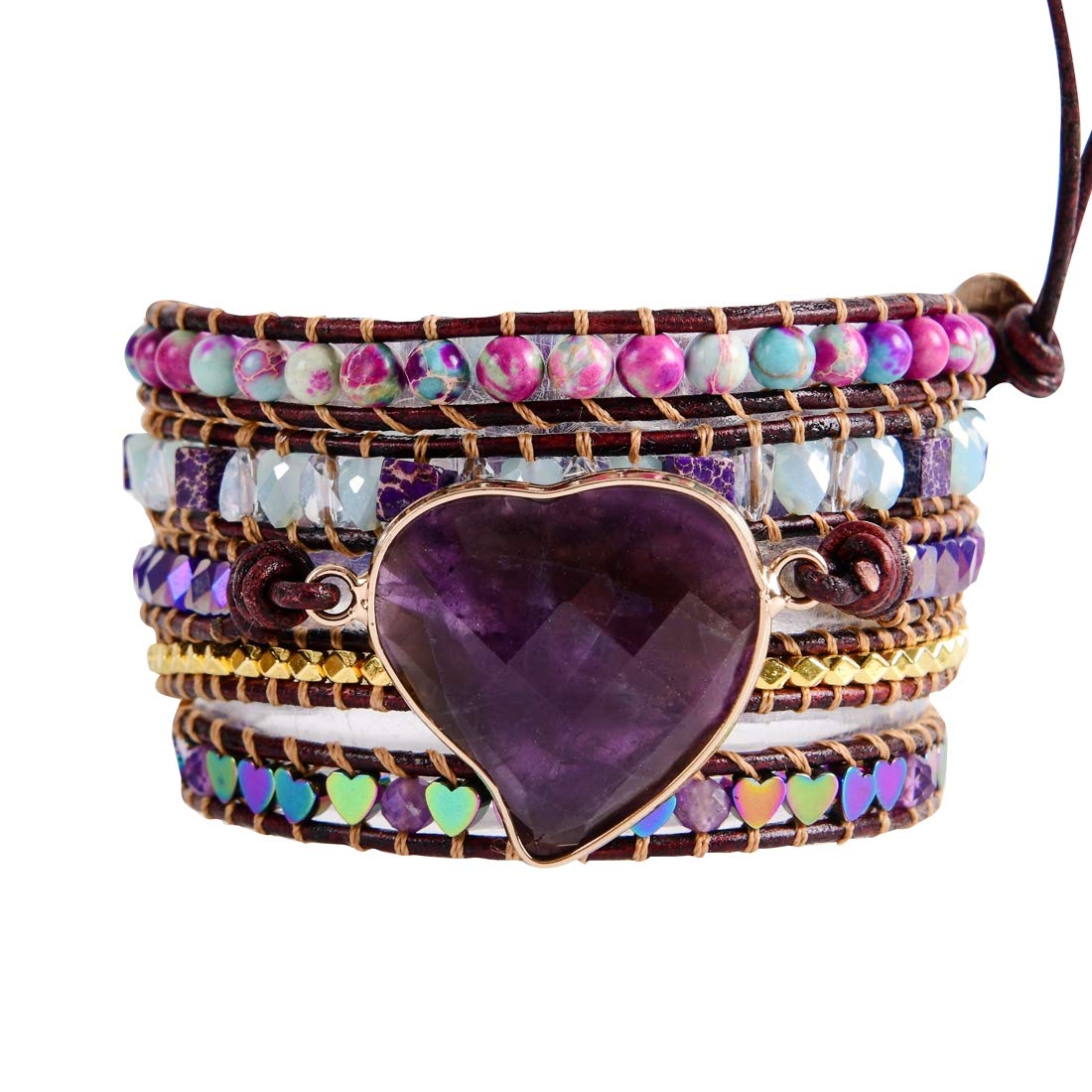 YGLINE Natural Stone Bracelet 3 Wraps Bracelet Handmade Boho Bracelet for Women Bracelet