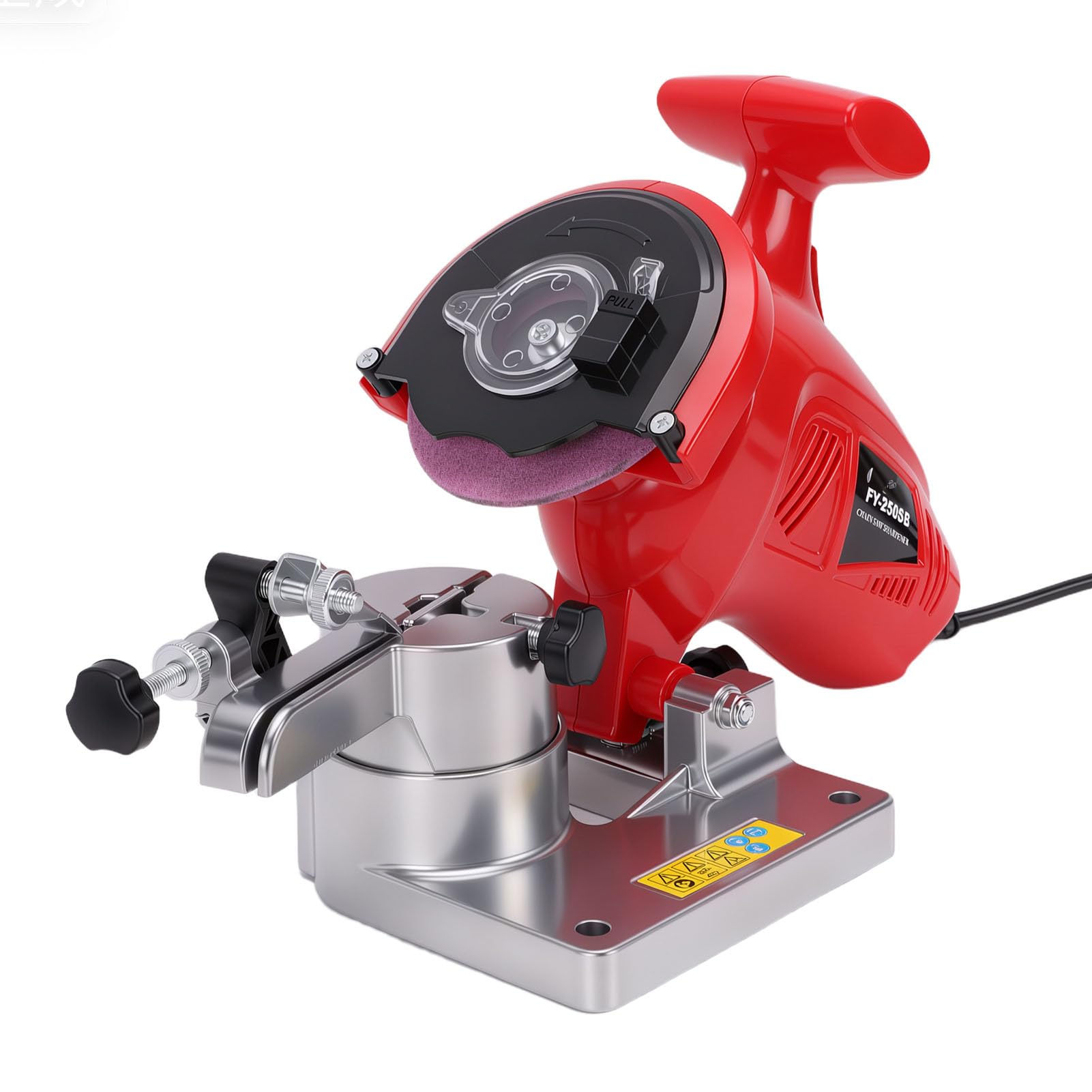ViaGasaFamido Afilador de Motosierra Eléctrico 250W, con 3 Muelas (Enchufe de la UE) | Amoladora de motosierra, ángulo ajustable de 8400 RPM para cadenas de paso de 1/4 pulg. a 3/8 pulg.