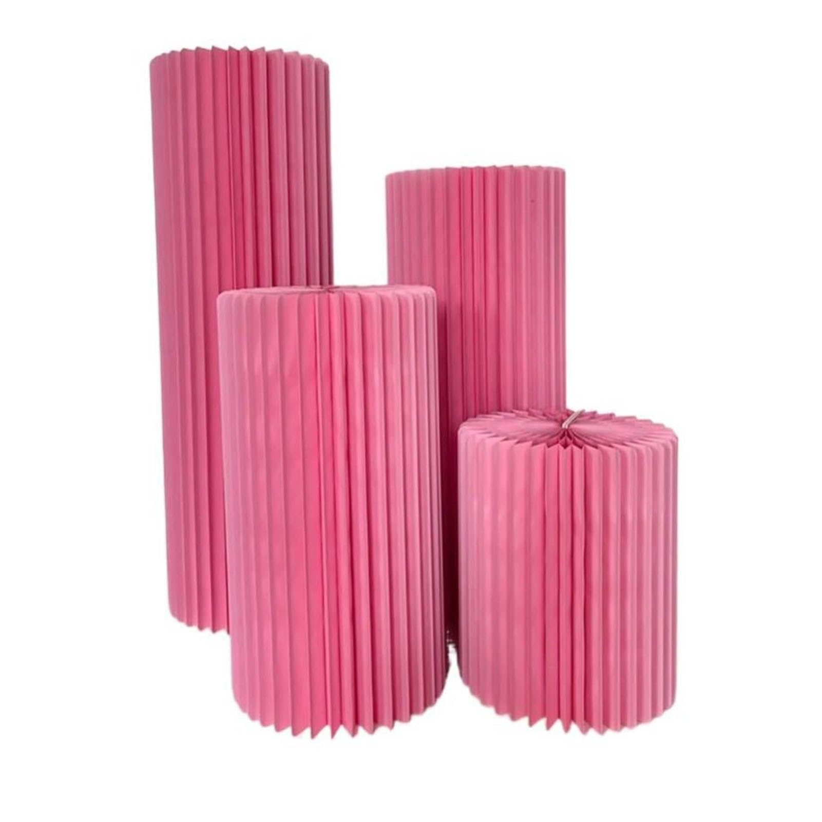 CXGfdghD plinth， 4PCS Cylinder Pedestal Stands Display Roman Pillar Dessert Table With Acrylic Disc(Pink Diameter 30cm)