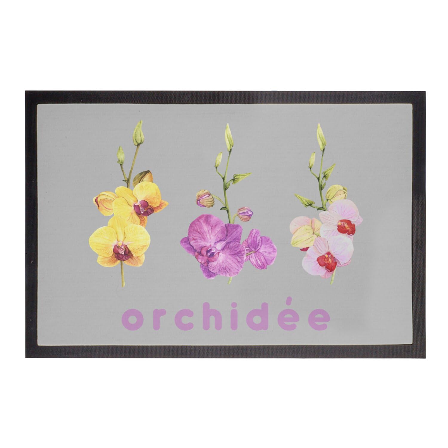 Paillasson gris orchidée 75x50cm aquarelle minimaliste chic