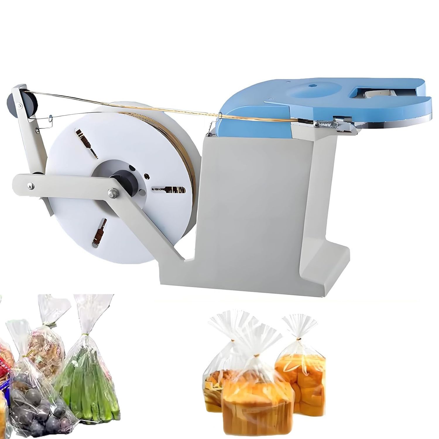 Ymnogjie Electric Semi-Manual Twist Tying Machine Adjustable 0.1-1.2mm Bundling Diameter, Bag Closing for Food Bread Vegetable Bundling