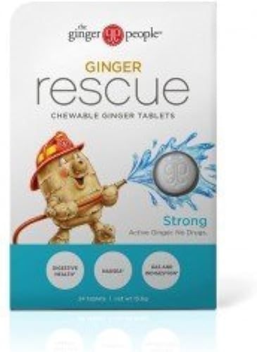 The Ginger People Ginger Rescue® - Tabletas masticables sin medicamentos para la salud digestiva, tabletas masticables de 5.5 onzas, fuerte sabor a
