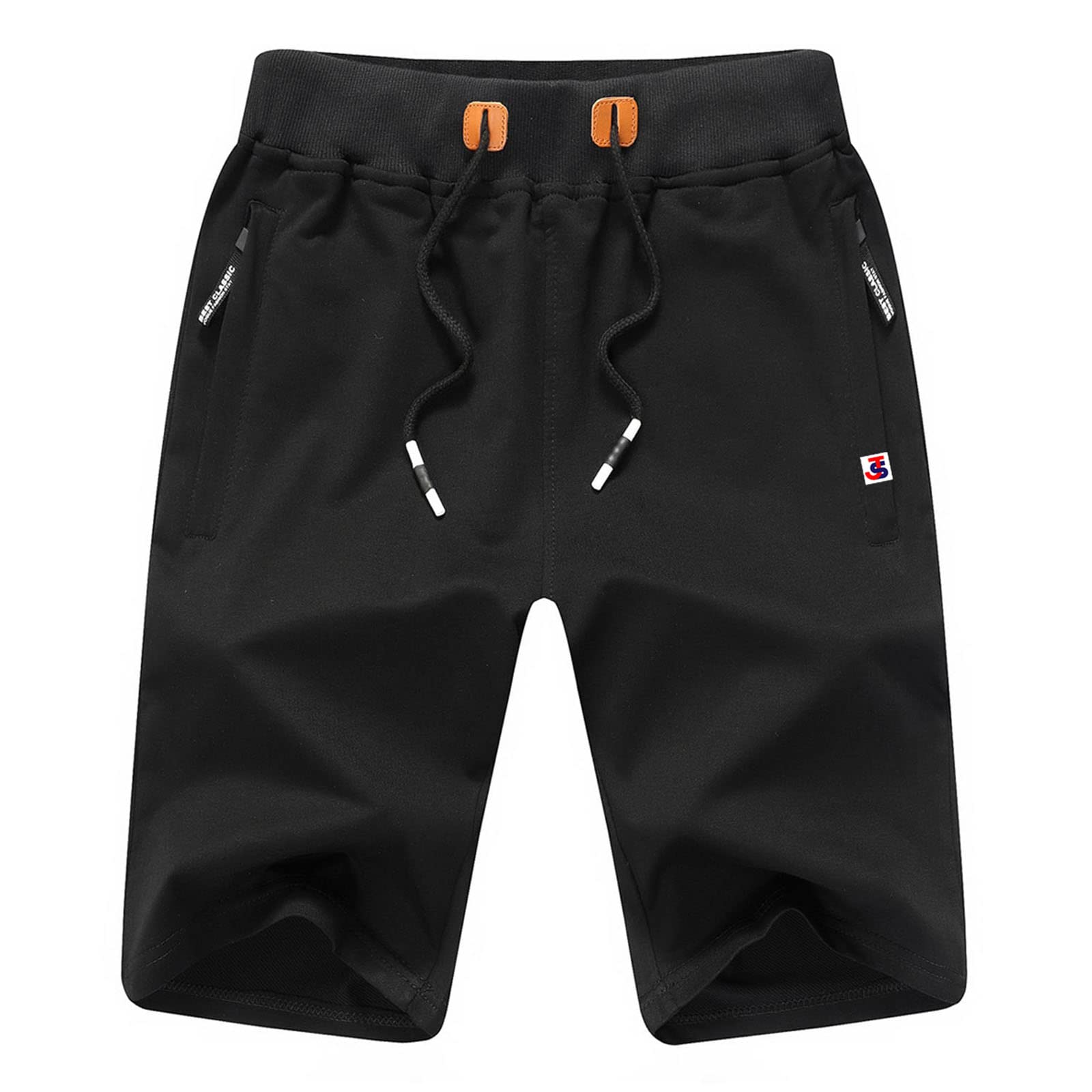 JustSun Sport Shorts Kurze Hosen Herren Baumwolle Mit ReißverschlussTaschen