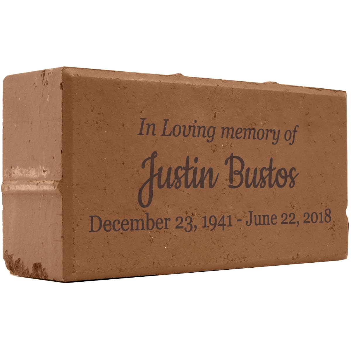 PlaqueMaker in Loving Memory Personalized Memorial Brick, 8x4 inches, Custom Engraved with Name and Dates, Red/Brown