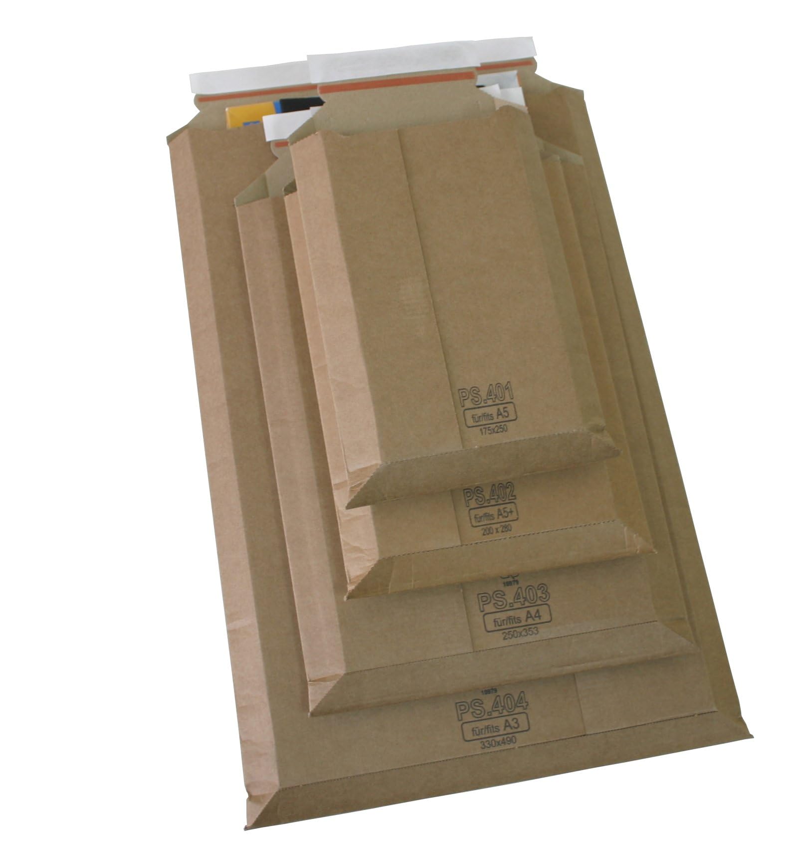 SMART PACK 100 buste Scatola di cartone ondulato PREMIUM MICRO DIN A5 piatto: 250x175mm / eretto 220x125x50mm (Art.: PS.401)