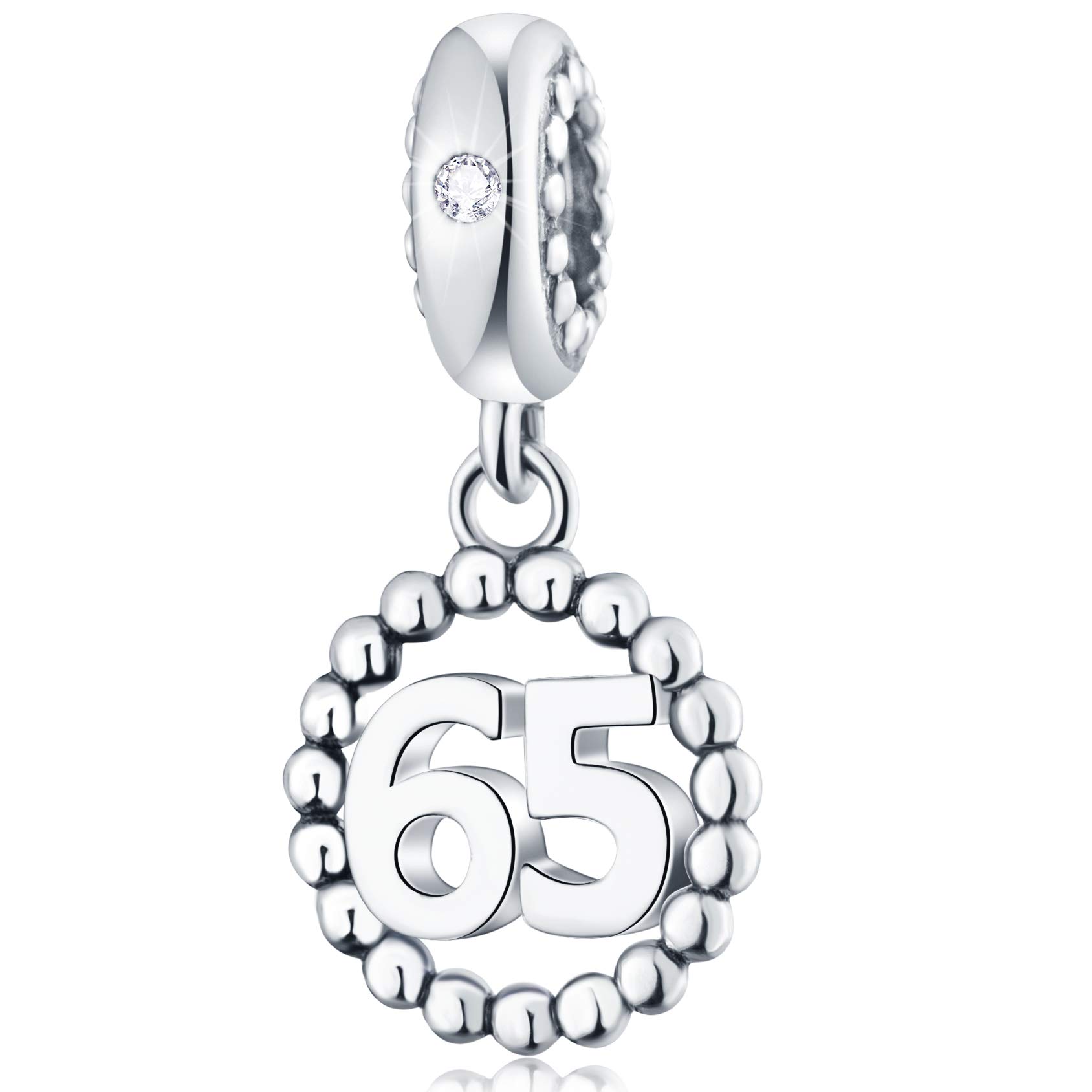 Choruslove Number Charms65th Birthday 65 Year Anniversary Charms fit  Pandora Charm Bracelet, Dangle 925 Sterling Silver Milestone Number Pendant  Beads