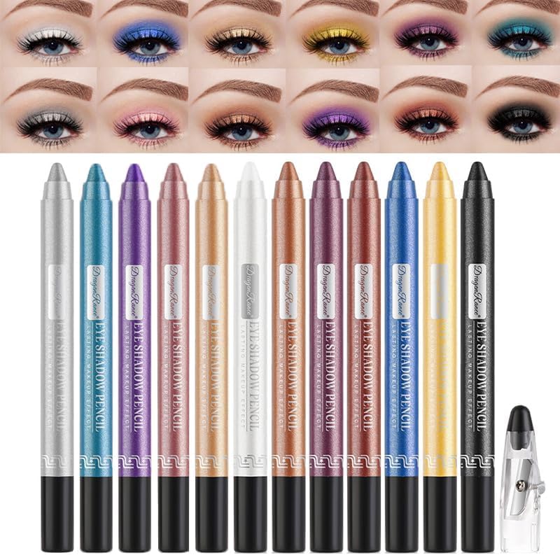 My Colors Eyeshadow Stick Set, 12Pcs Shimmer Cream Eyeshadow Pen High Pigmented Eye Shadow Stick Waterproof Long Lasting Eye Makeup Gift for Women Girls-image-13